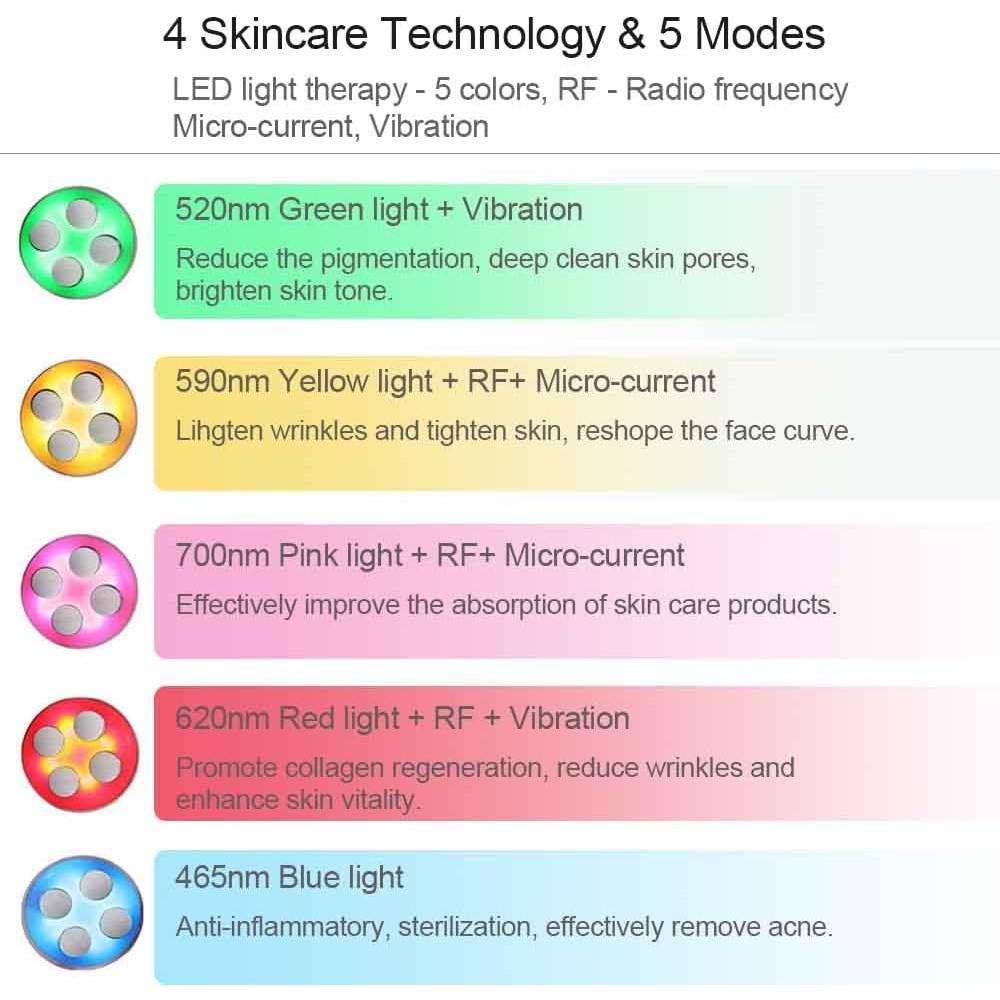 Masajeador Facial MiSMON 5 en 1 con Luz LED y Alta Frecuencia