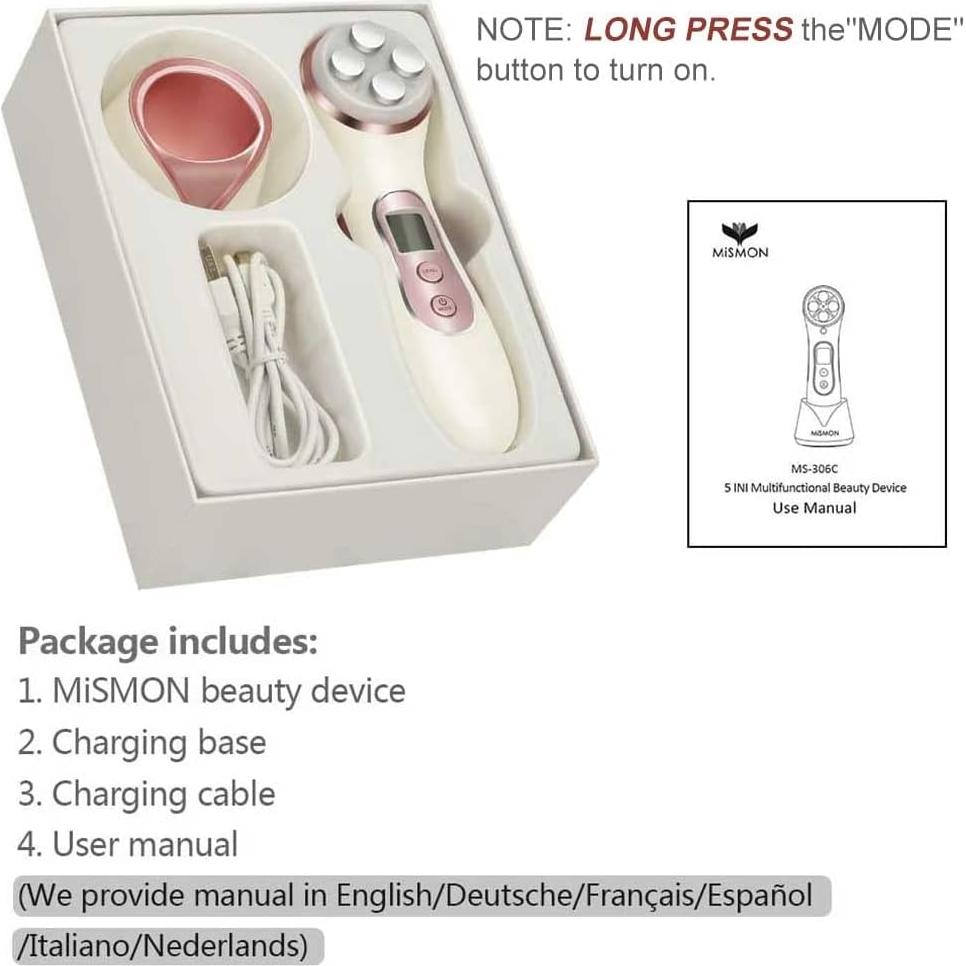 Masajeador Facial MiSMON 5 en 1 con Luz LED y Alta Frecuencia