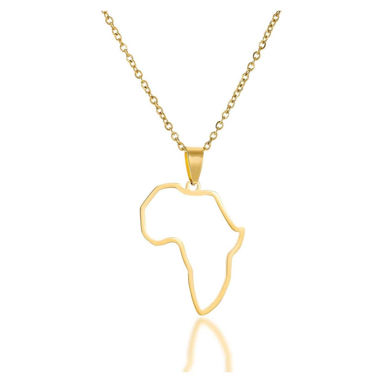 Collar colgante mapa de África acero inoxidable oro 4.1cm