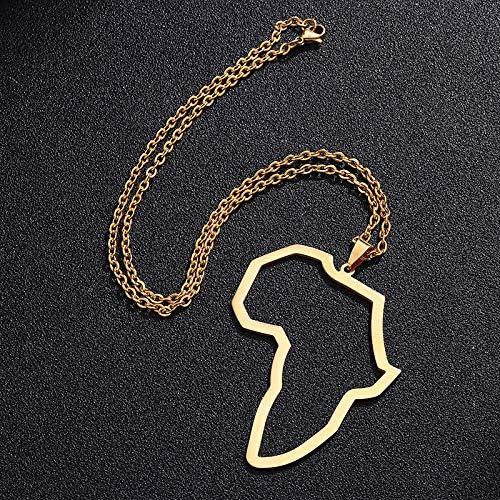 Collar colgante mapa de África acero inoxidable oro 4.1cm