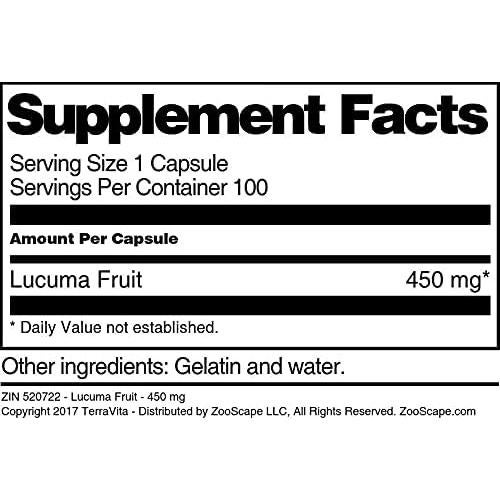 Cápsulas de Fruta de Lucuma TerraVita 450 mg - 100 Unidades