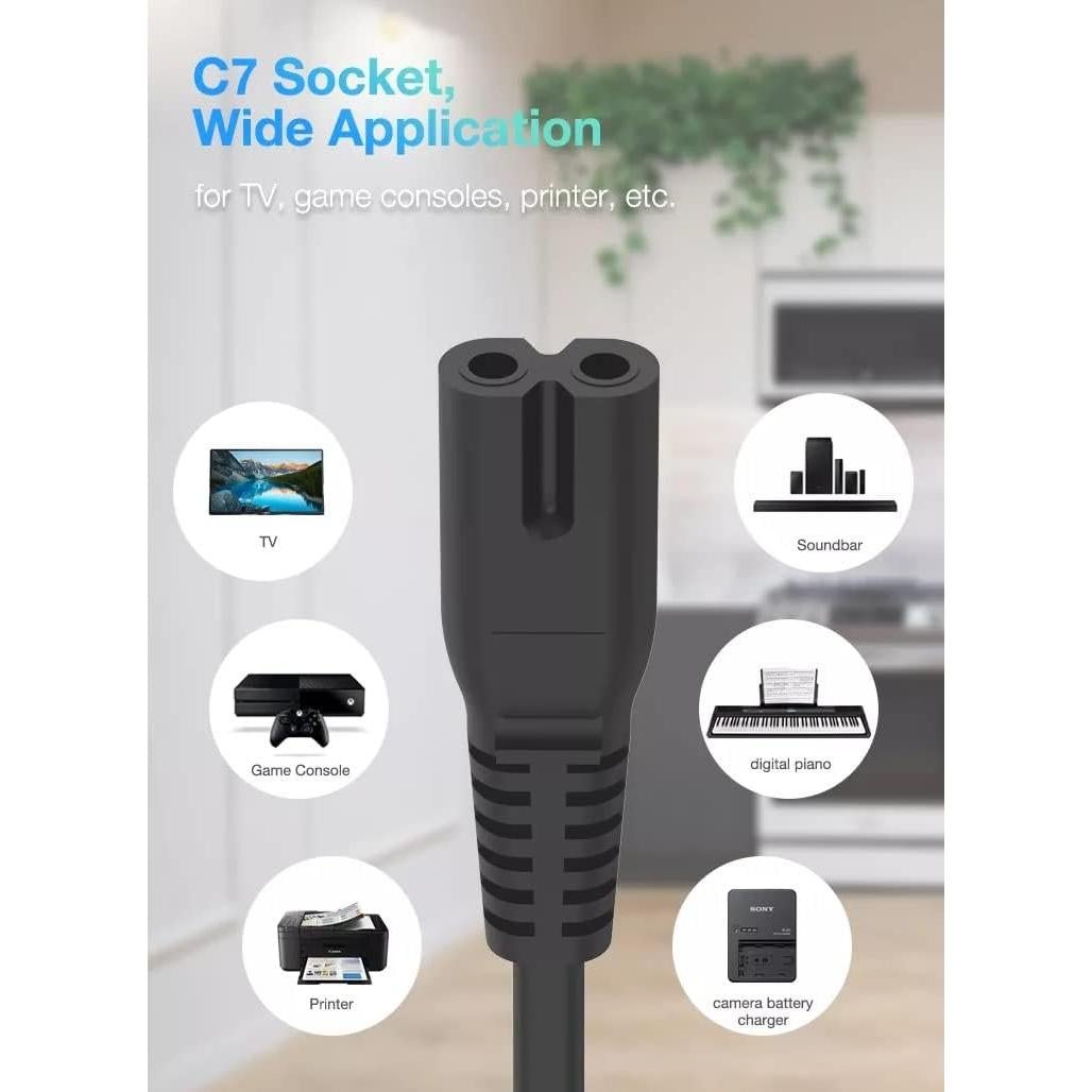 Cable de Alimentación 3 Pies C&E IEC C7 a NEMA 1-15P 18AWG (Paquete de 4)