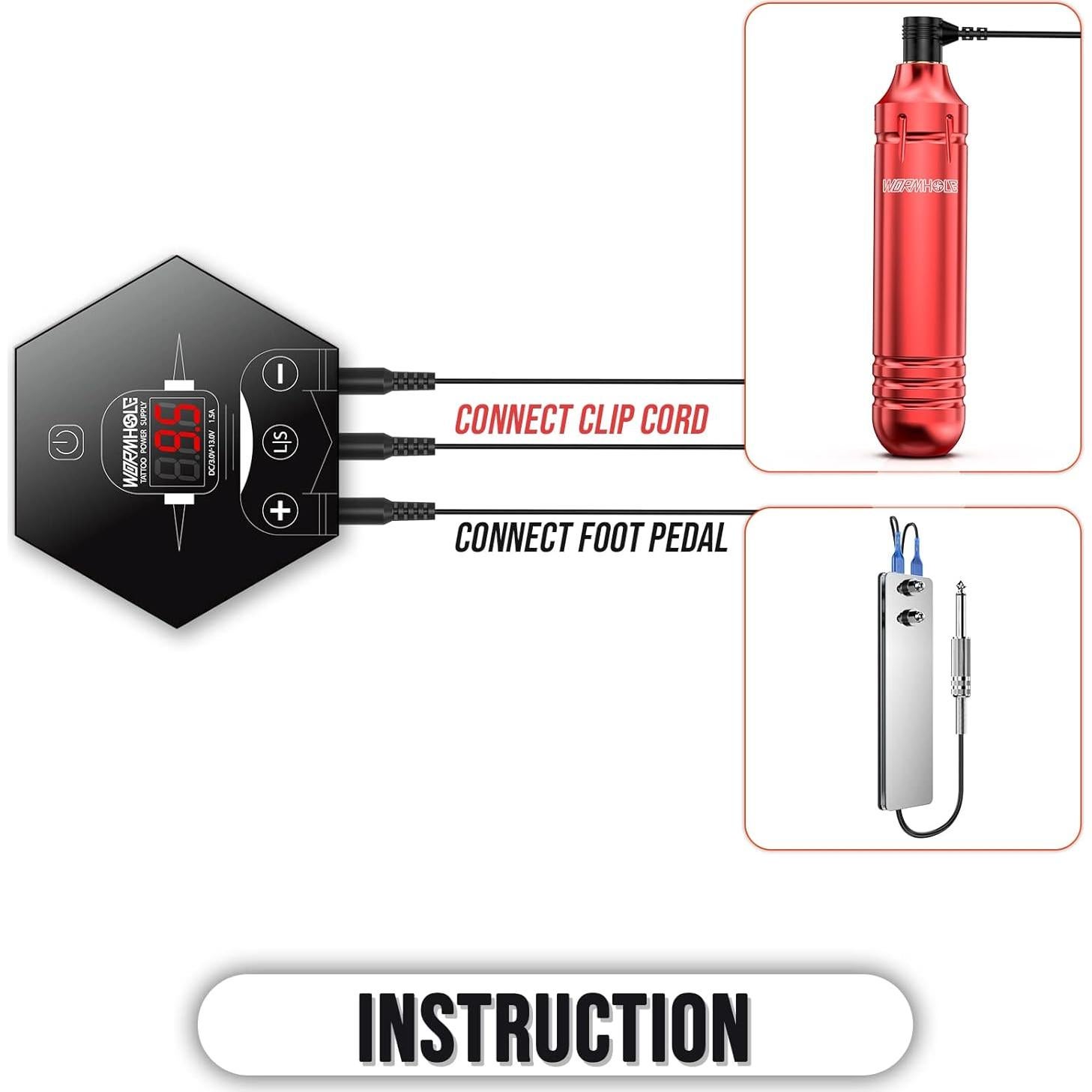 Kit de Tatuaje Wormhole con 20 Tintas y Fuente de Poder