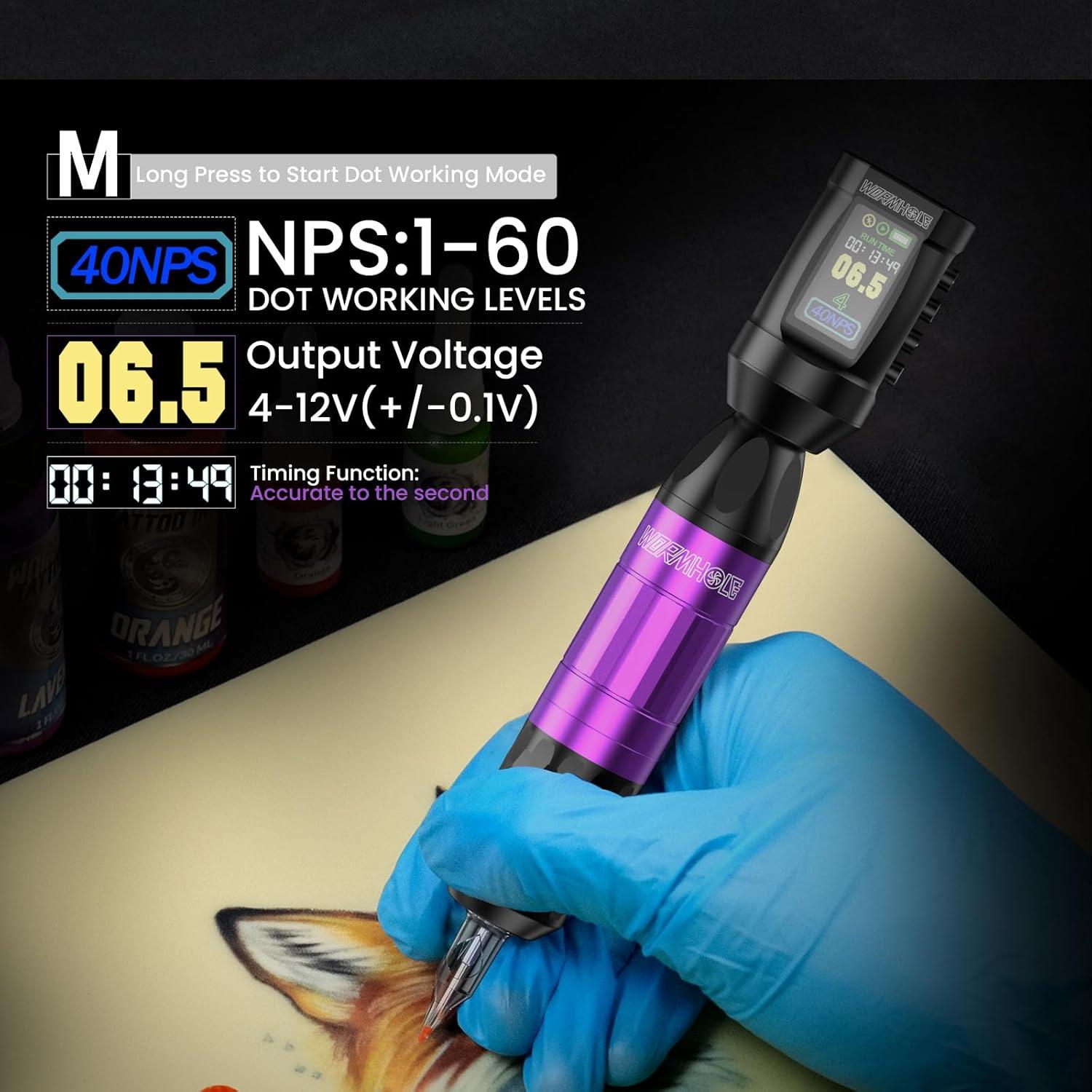 Kit de Tatuaje Inalámbrico Wormhole WTK286 con Batería 1,800mAh