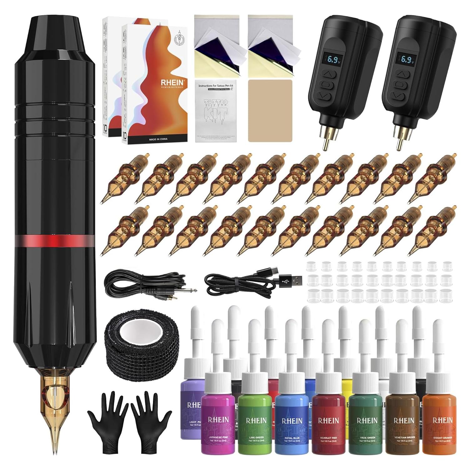 Kit de Tatuaje Inalámbrico RHEIN RNP28 con 2 Baterías