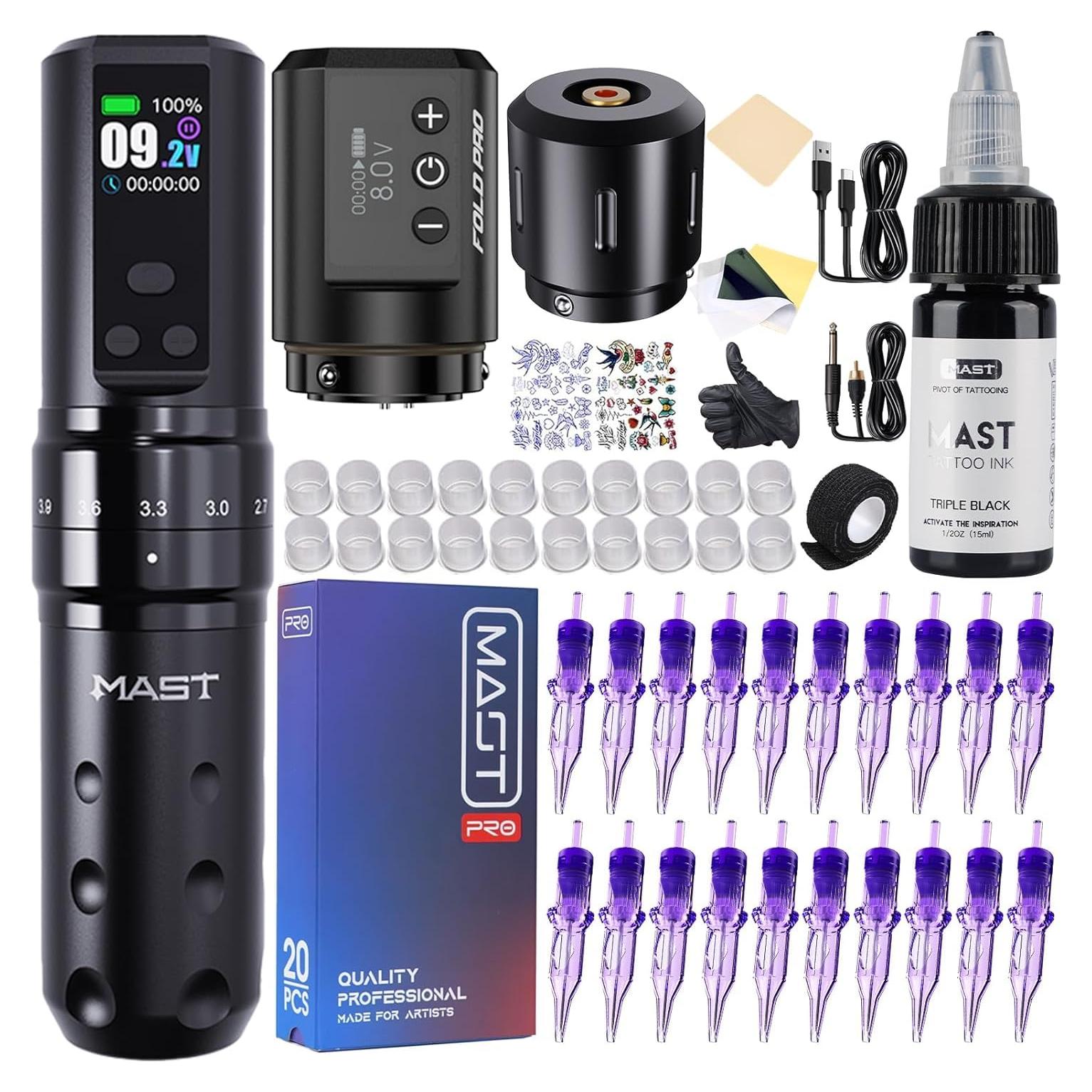 Kit de Tatuaje MAST Fold2 Pro Inalámbrico 2 Baterías 2000mAh