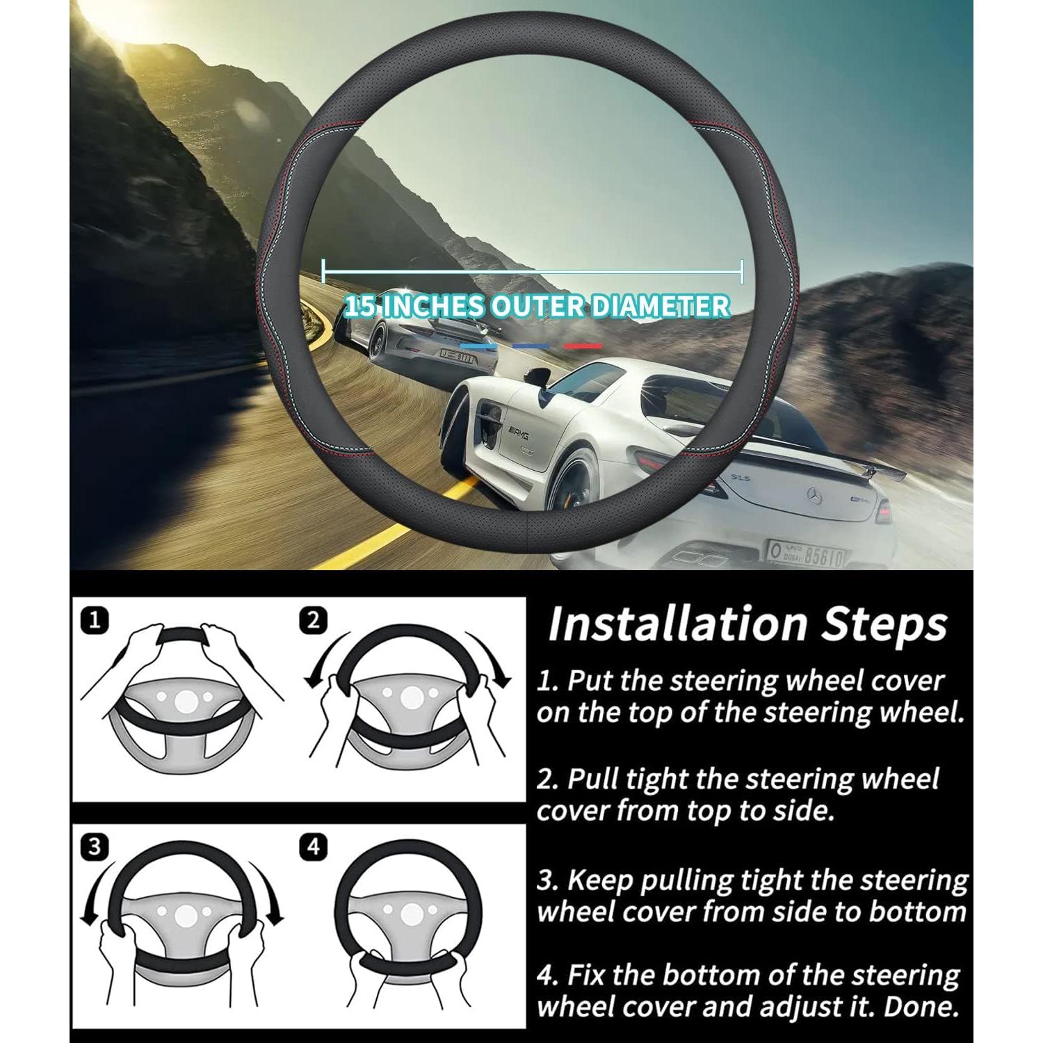 Cubierta de Volante de Cuero Premium Deer Route para Audi