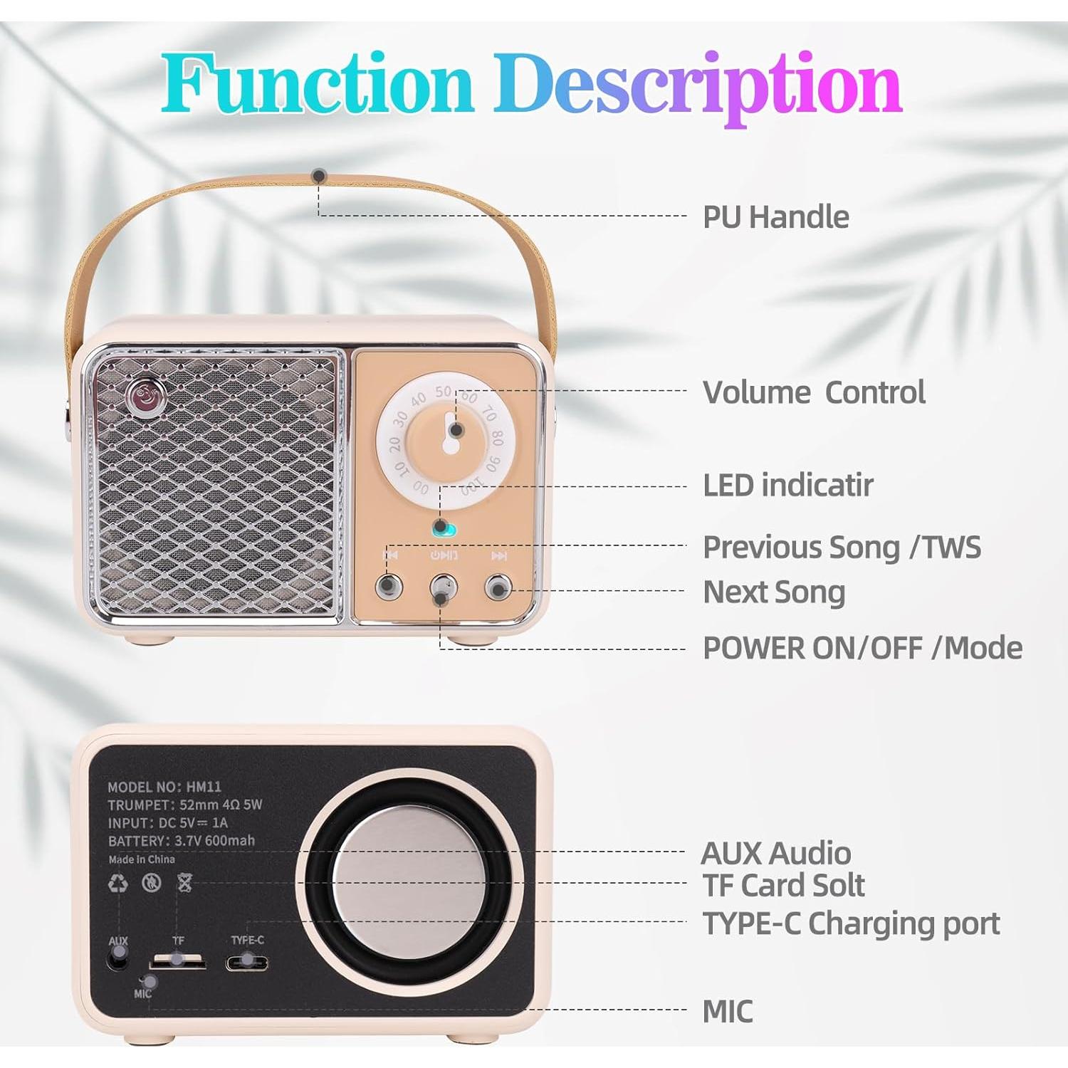 Altavoz Bluetooth Retro Aresrora Mini 5W Inalámbrico Lima