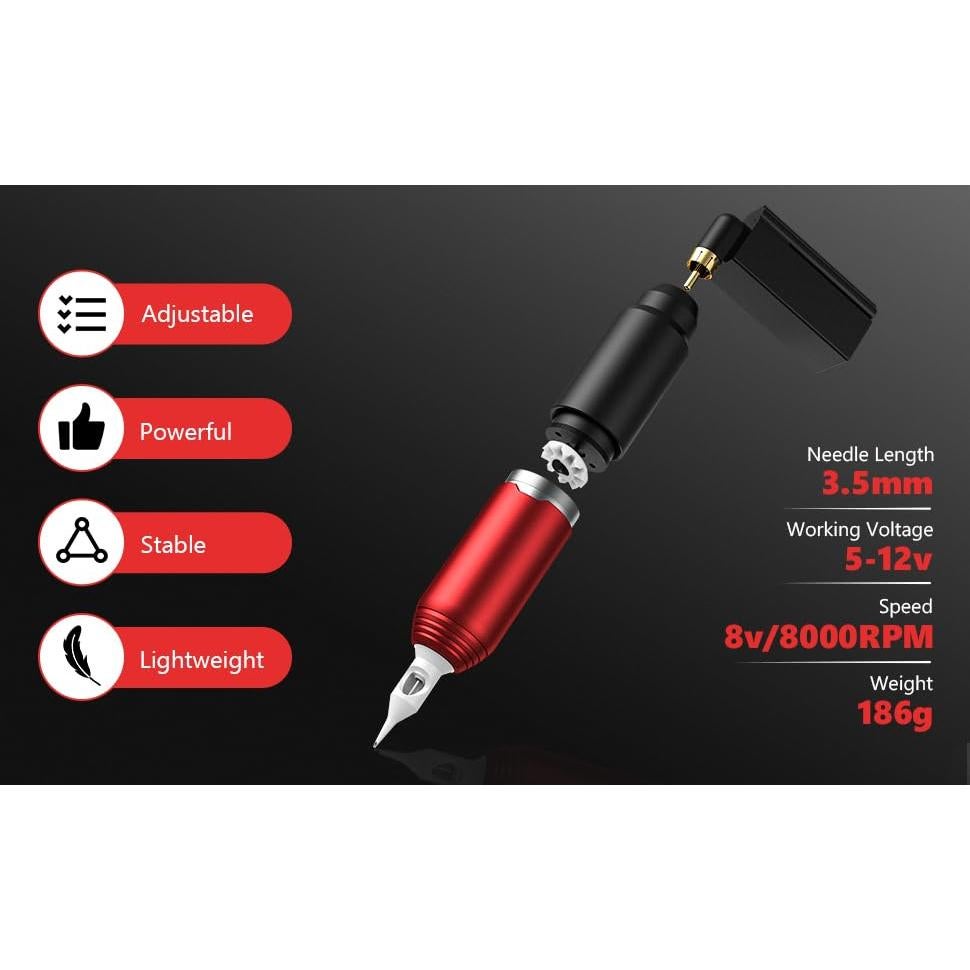 Kit de Tatuaje Inalámbrico Nazzor con Bolígrafos y Batería 1500mAh