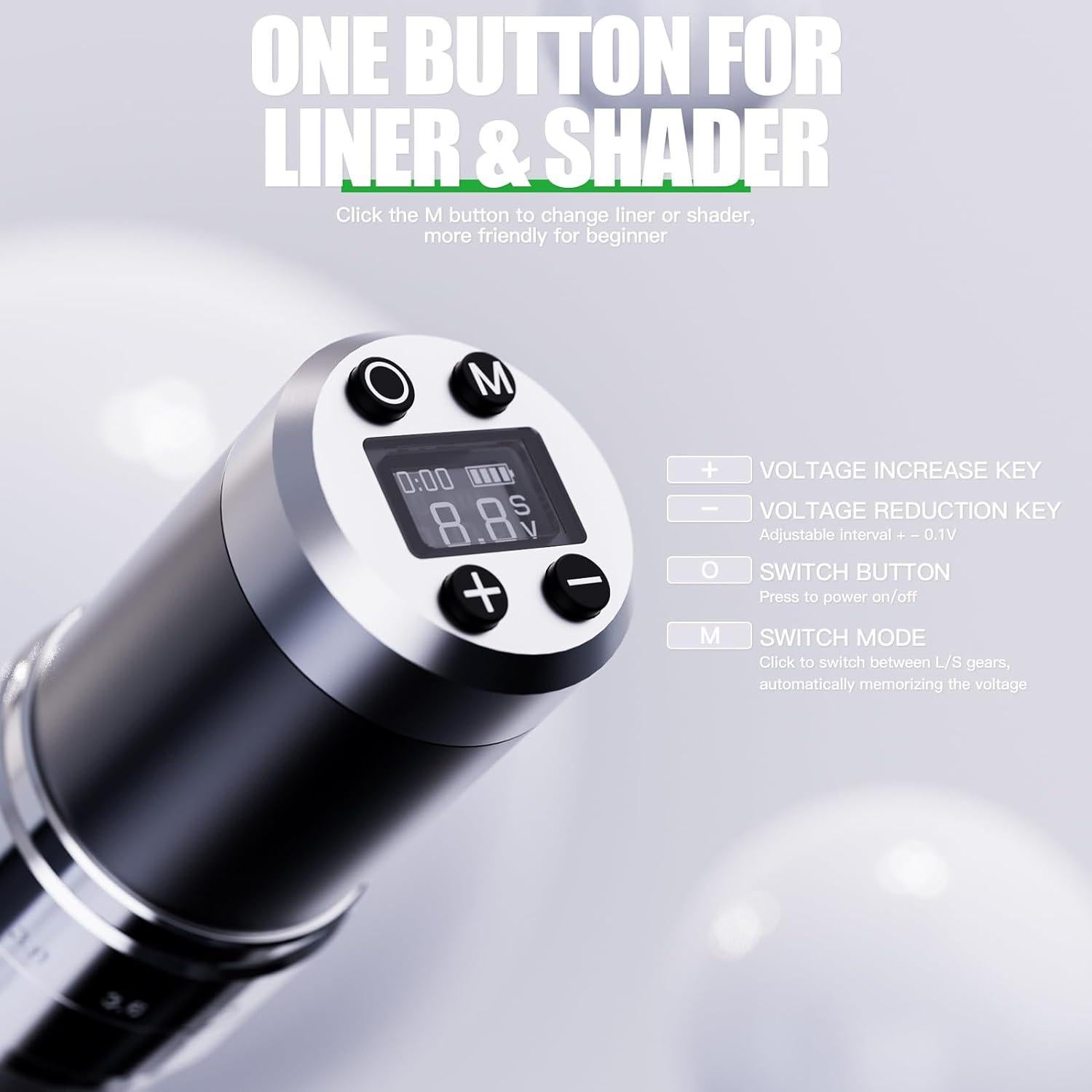 Kit de Tatuaje Inalámbrico Dragonhawk con 2 Baterías y Agujas