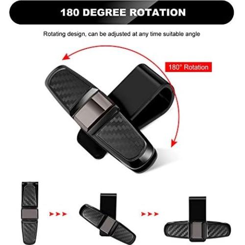 Soportes de Gafas para Coche Boao 4 Pcs Clip Rotacional Negro