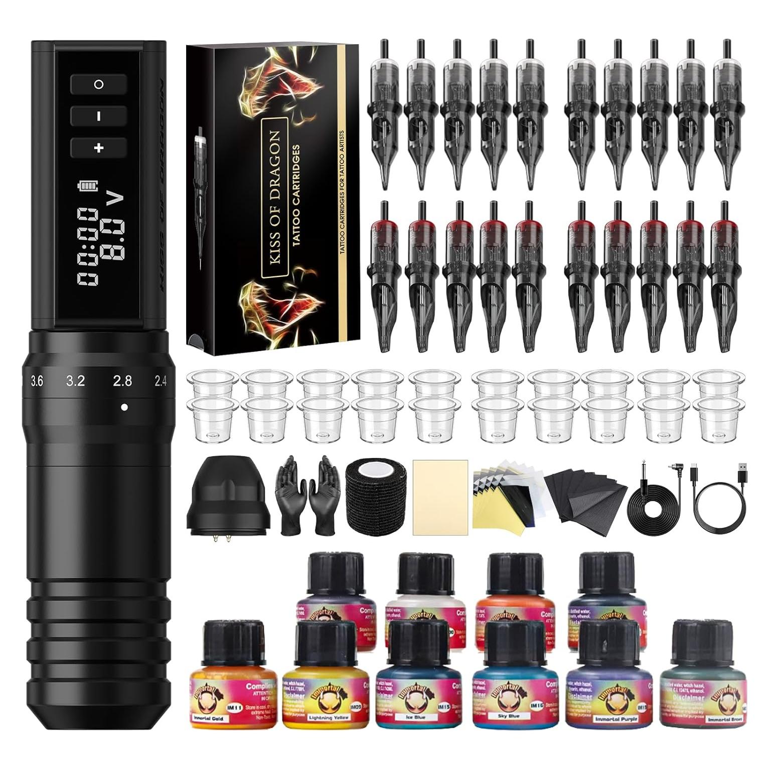 Kit de Tatuaje Kiss of Dragon Rotativa 2400mAh 20 Agujas