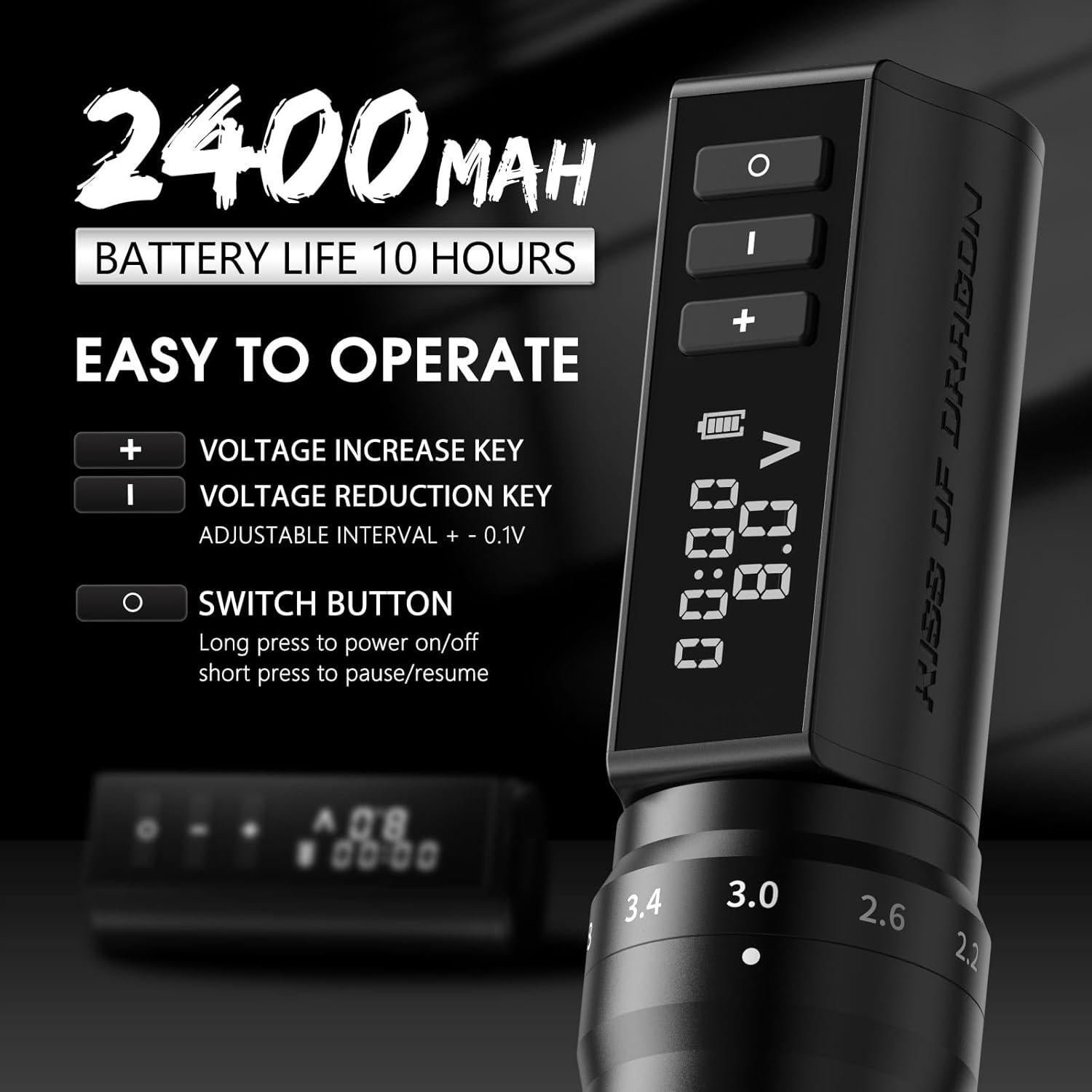 Kit de Tatuaje Kiss of Dragon Rotativa 2400mAh 20 Agujas