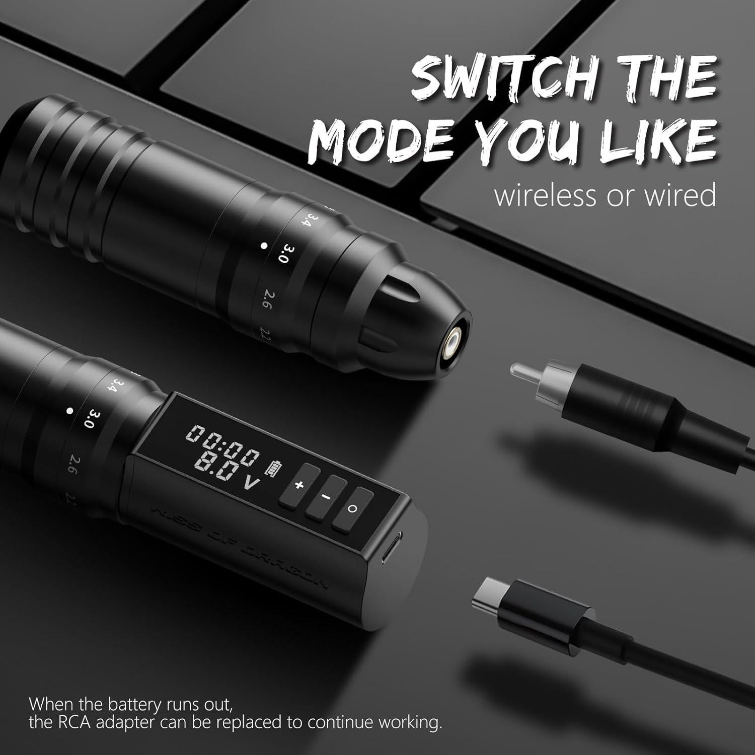 Kit de Tatuaje Kiss of Dragon Rotativa 2400mAh 20 Agujas