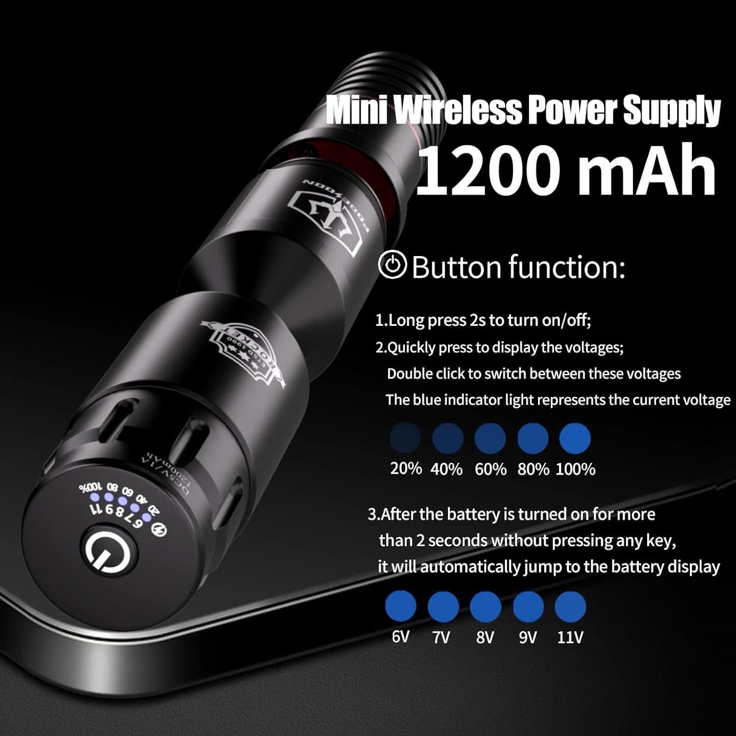 Kit de Tatuaje Inalámbrico POSEIDON con 40 Agujas y Batería