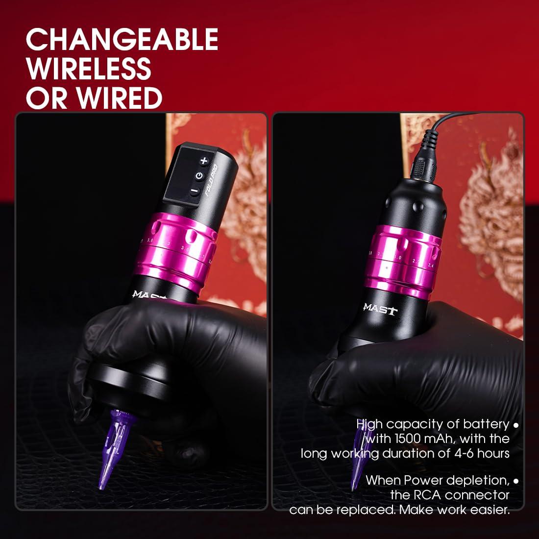 Máquina de Tatuaje Mast Fold Pro Sin Cable Rosa