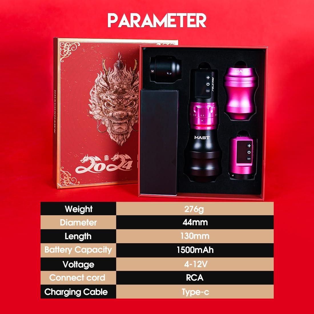 Máquina de Tatuaje Mast Fold Pro Sin Cable Rosa