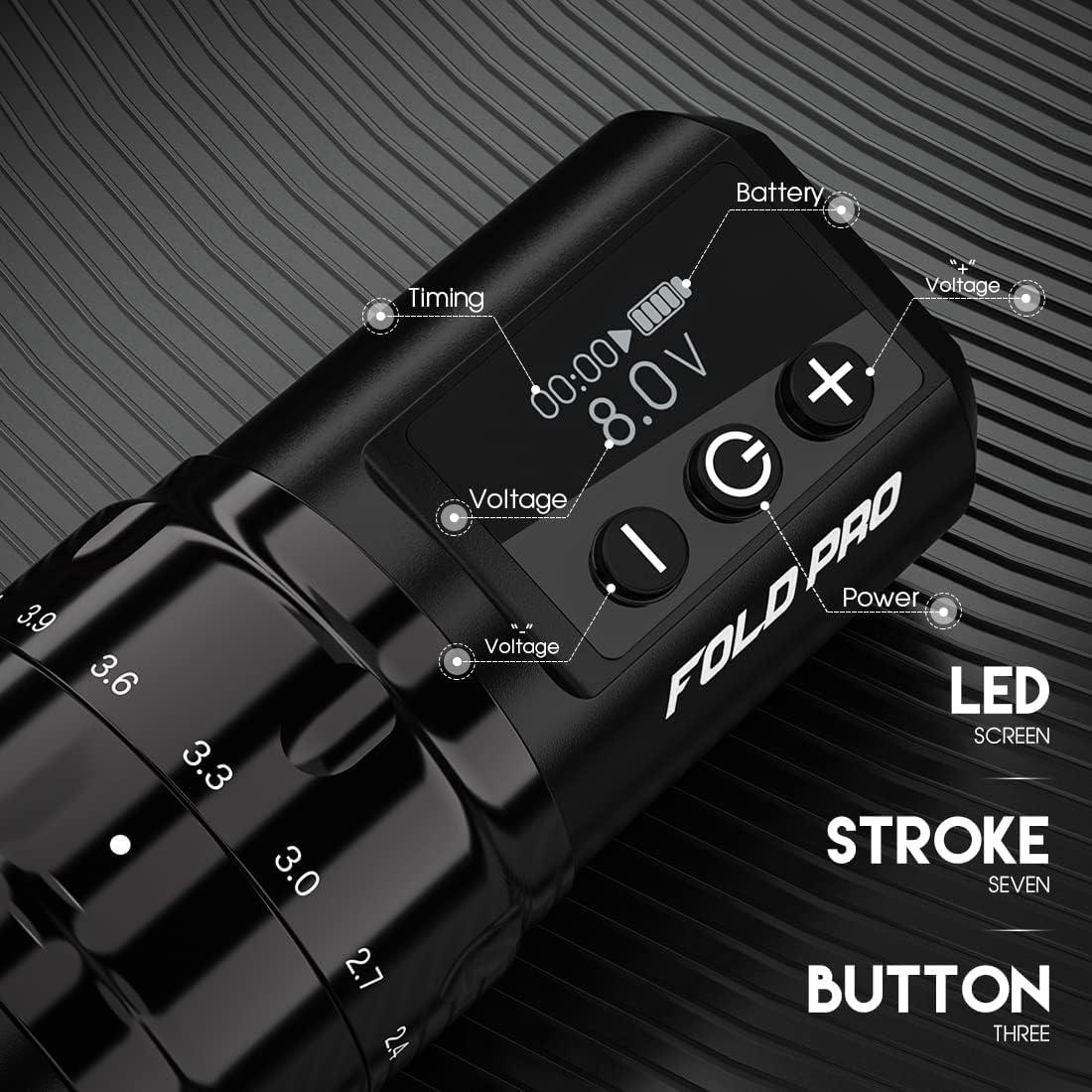 Máquina de Tatuaje Mast Fold Pro Inalámbrica con 2 Baterías