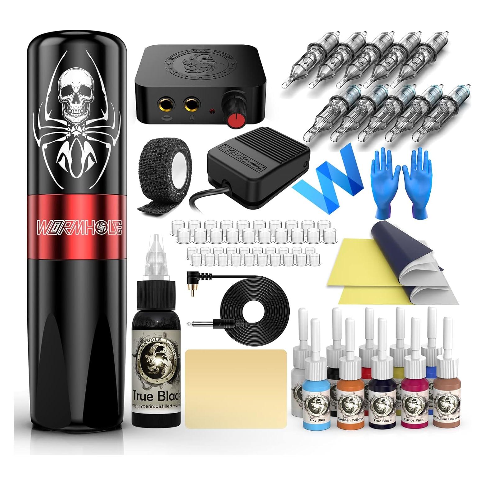 Kit de Tatuaje Wormhole WTK187 con 11 Tintas y 10 Agujas