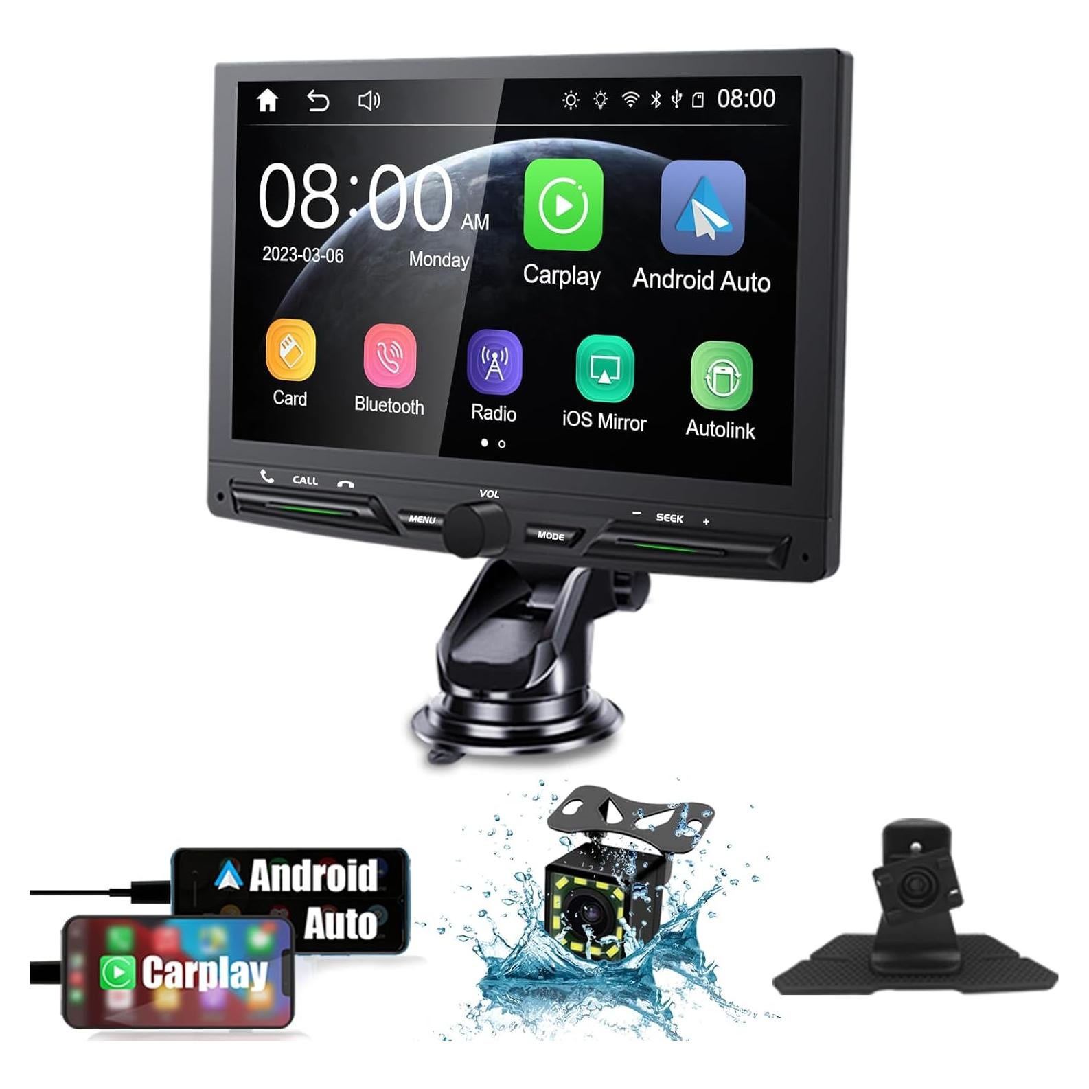 Pantalla Táctil Inalámbrica Doble Din TONIKPMS 7" GPS Bluetooth
