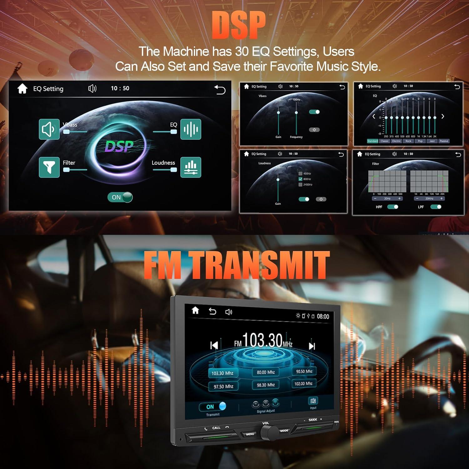 Pantalla Táctil Inalámbrica Doble Din TONIKPMS 7" GPS Bluetooth