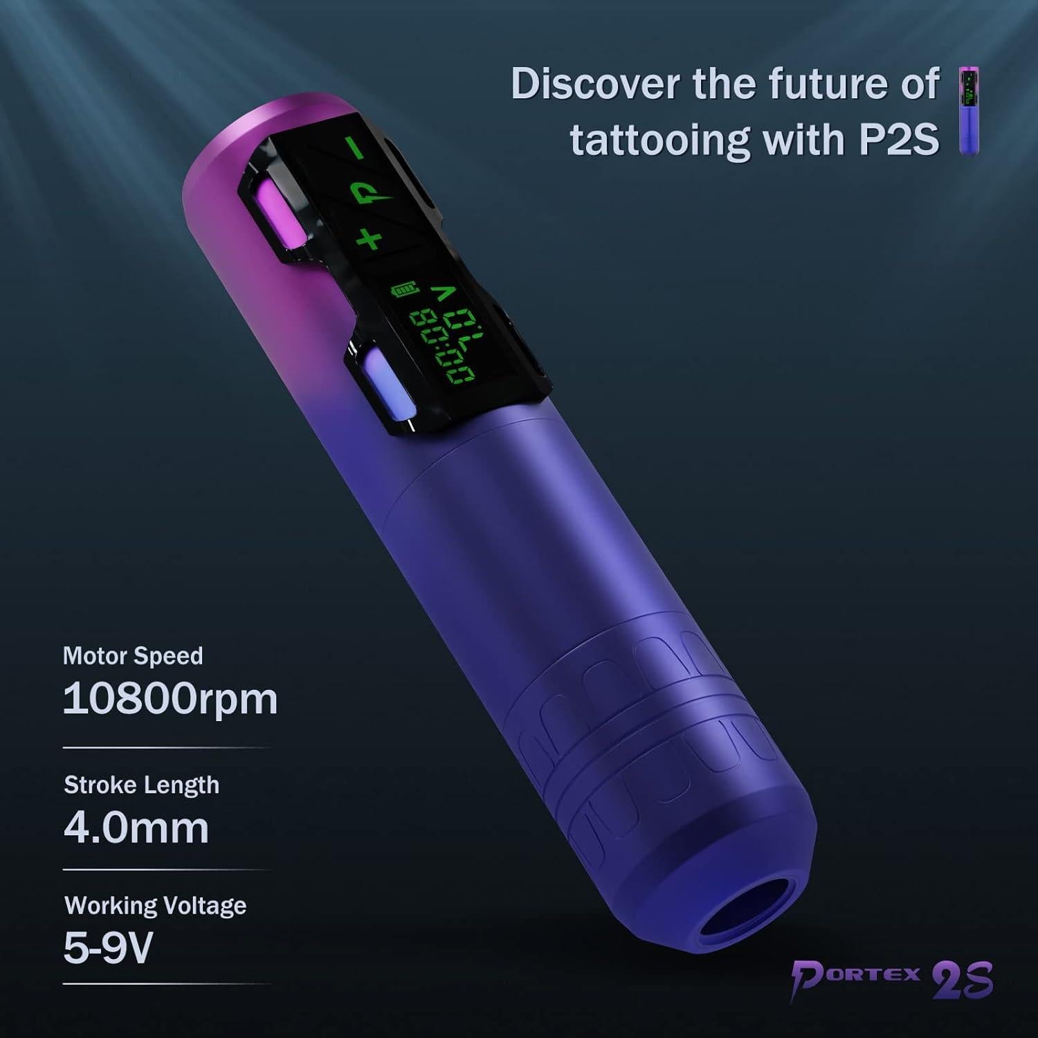 Kit de Tatuaje EZ P2S Inalámbrico con 20 Agujas y 8 Tintas