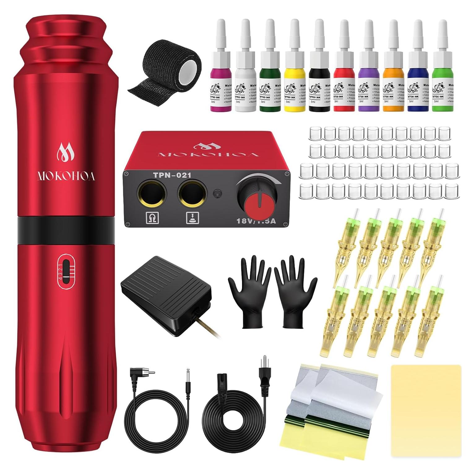 Kit de Tatuaje MOKOHOA para Principiantes - Rojo