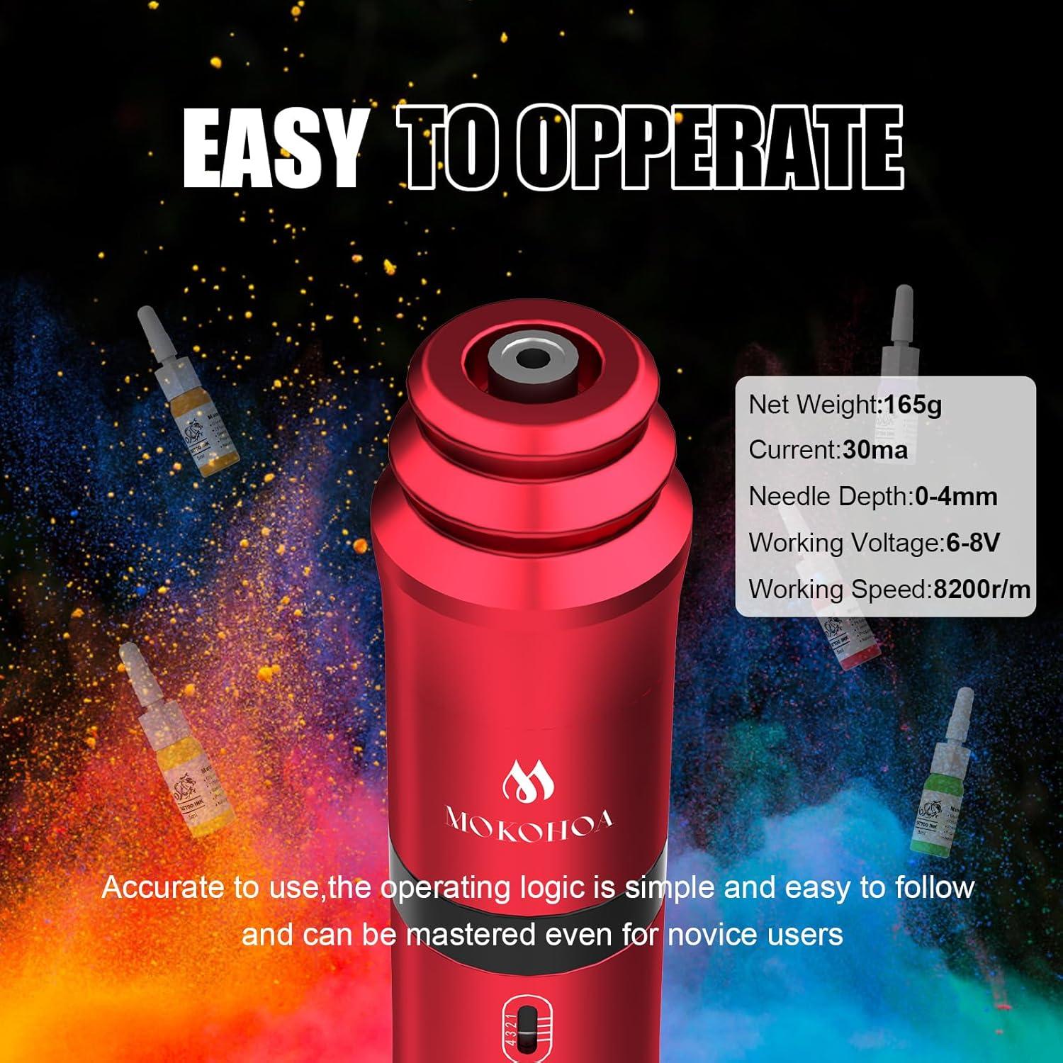 Kit de Tatuaje MOKOHOA para Principiantes - Rojo