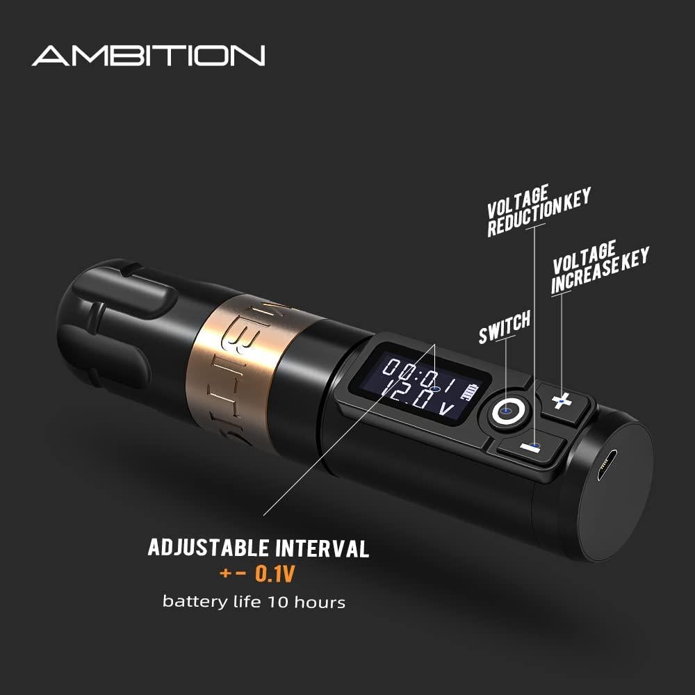 Máquina de Tatuaje Ambition Soldier Batería 2400mAh LED