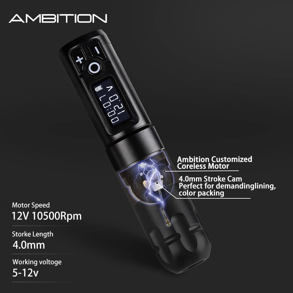 Máquina de Tatuaje Ambition Soldier Batería 2400mAh LED