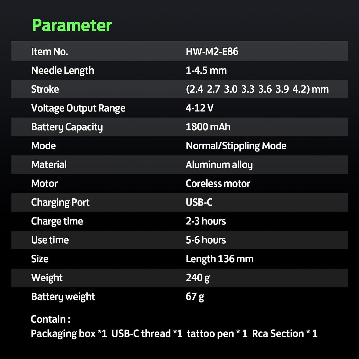 Kit de Tatuaje Inalámbrico Hawink E86 20 Agujas 7 Tintas