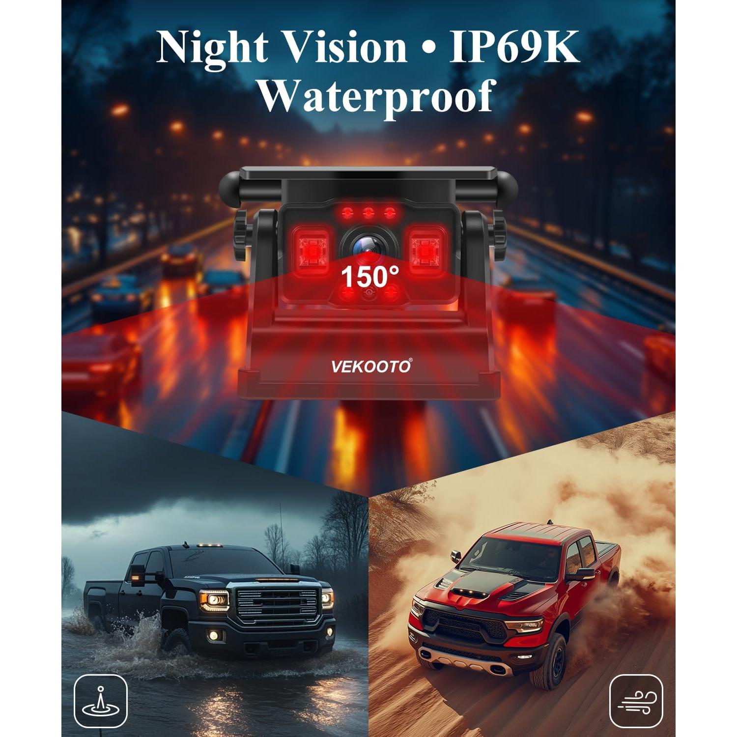 Cámara de Respaldo Inalámbrica Solar VEKOOTO VK7Pro 7" HD