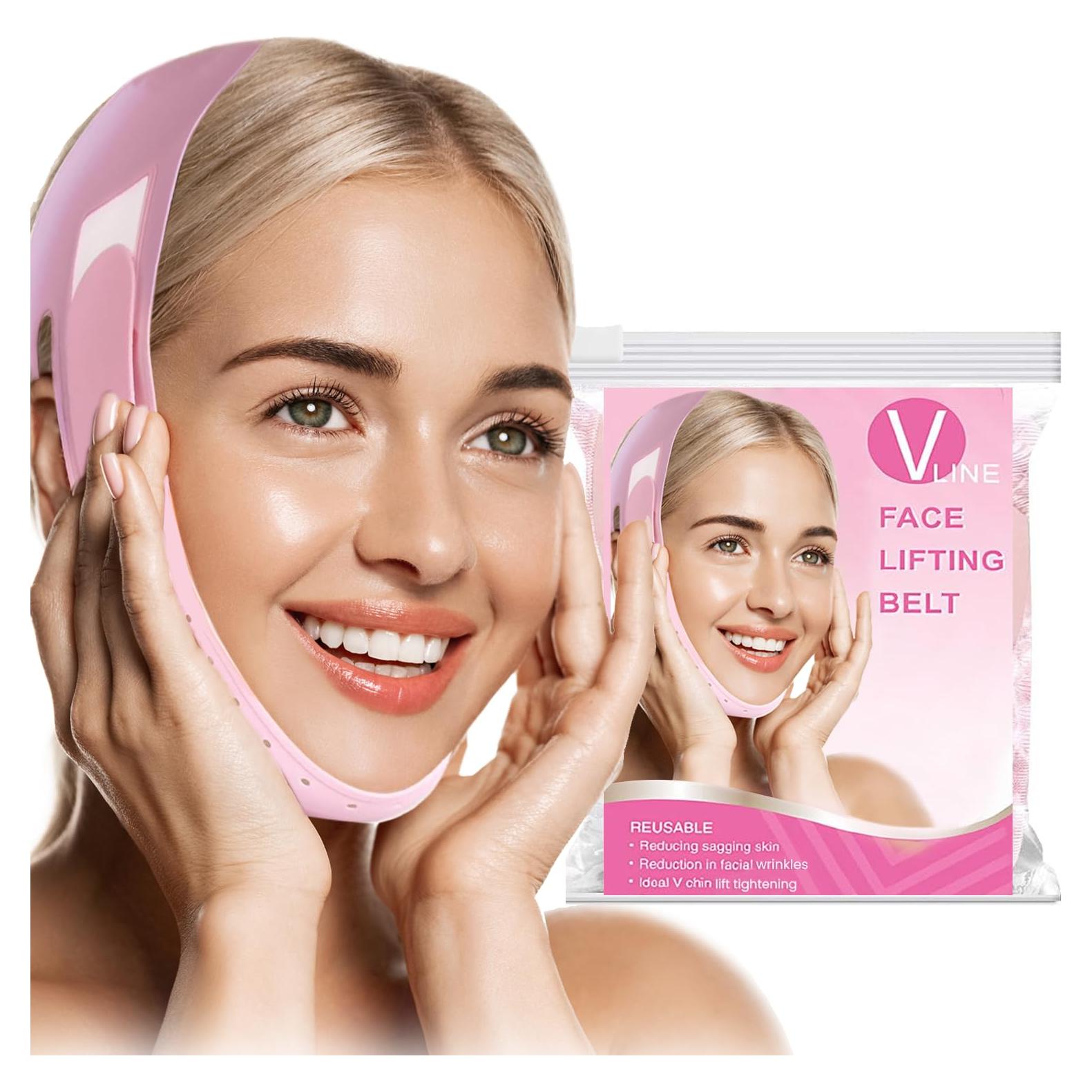 Cinta Levantamiento Facial V-Line Rosa Reutilizable Mediana