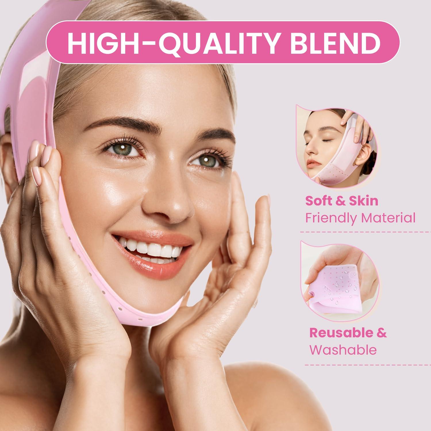 Cinta Levantamiento Facial V-Line Rosa Reutilizable Mediana