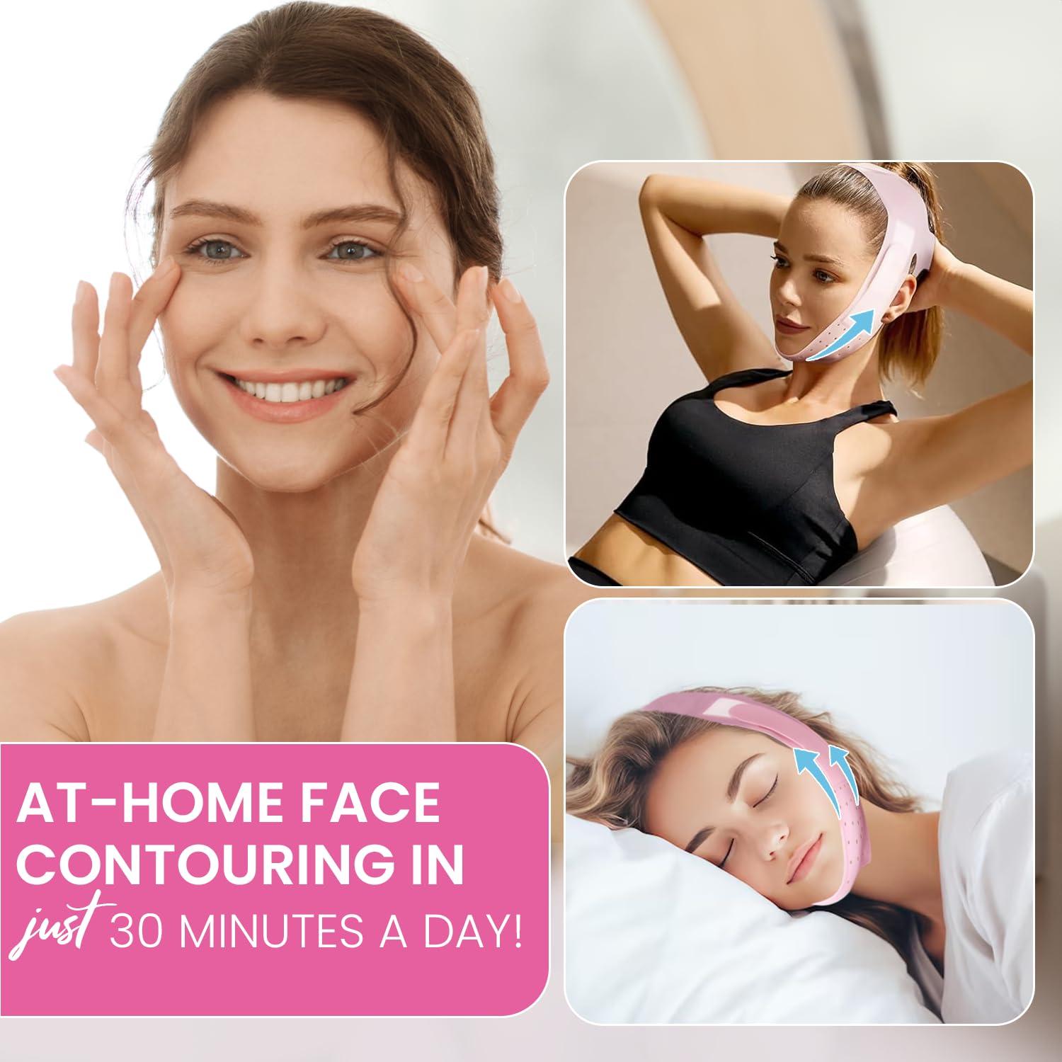 Cinta Levantamiento Facial V-Line Rosa Reutilizable Mediana