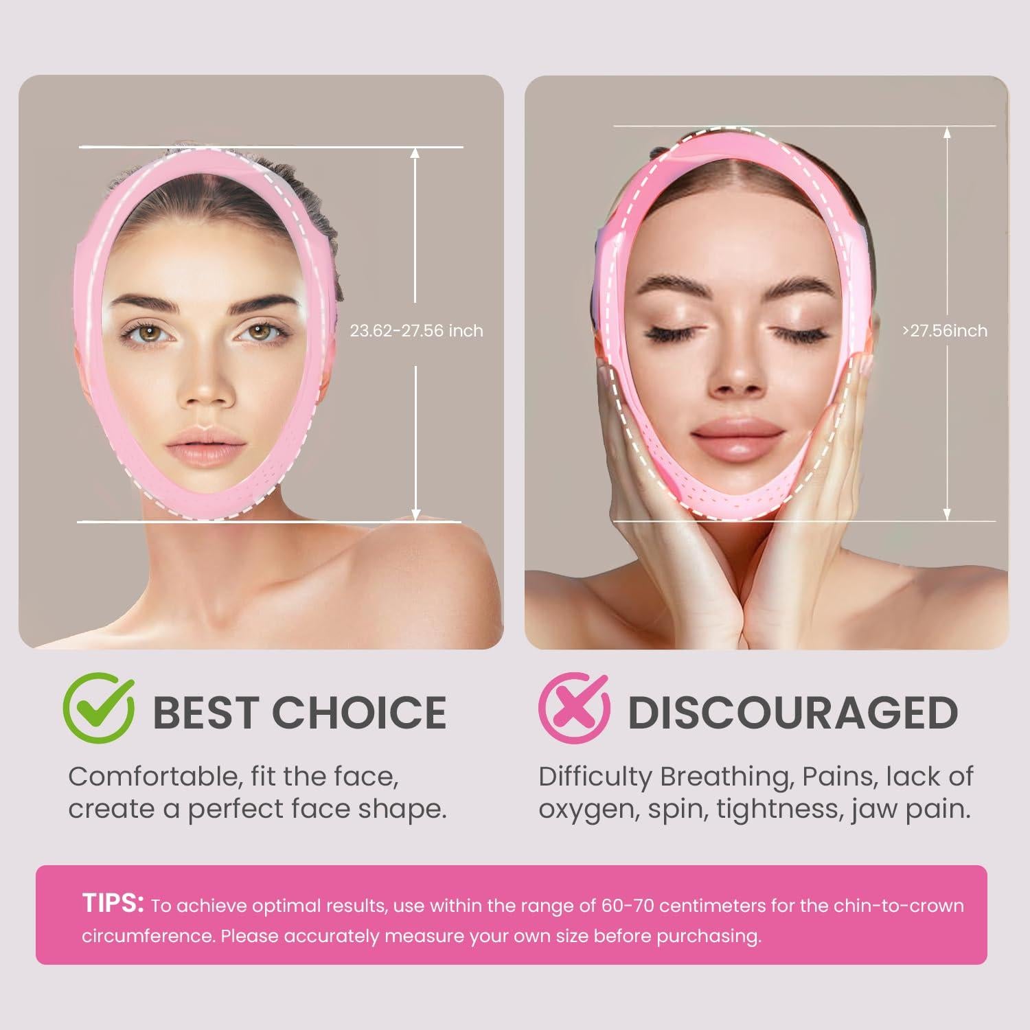 Cinta Levantamiento Facial V-Line Rosa Reutilizable Mediana