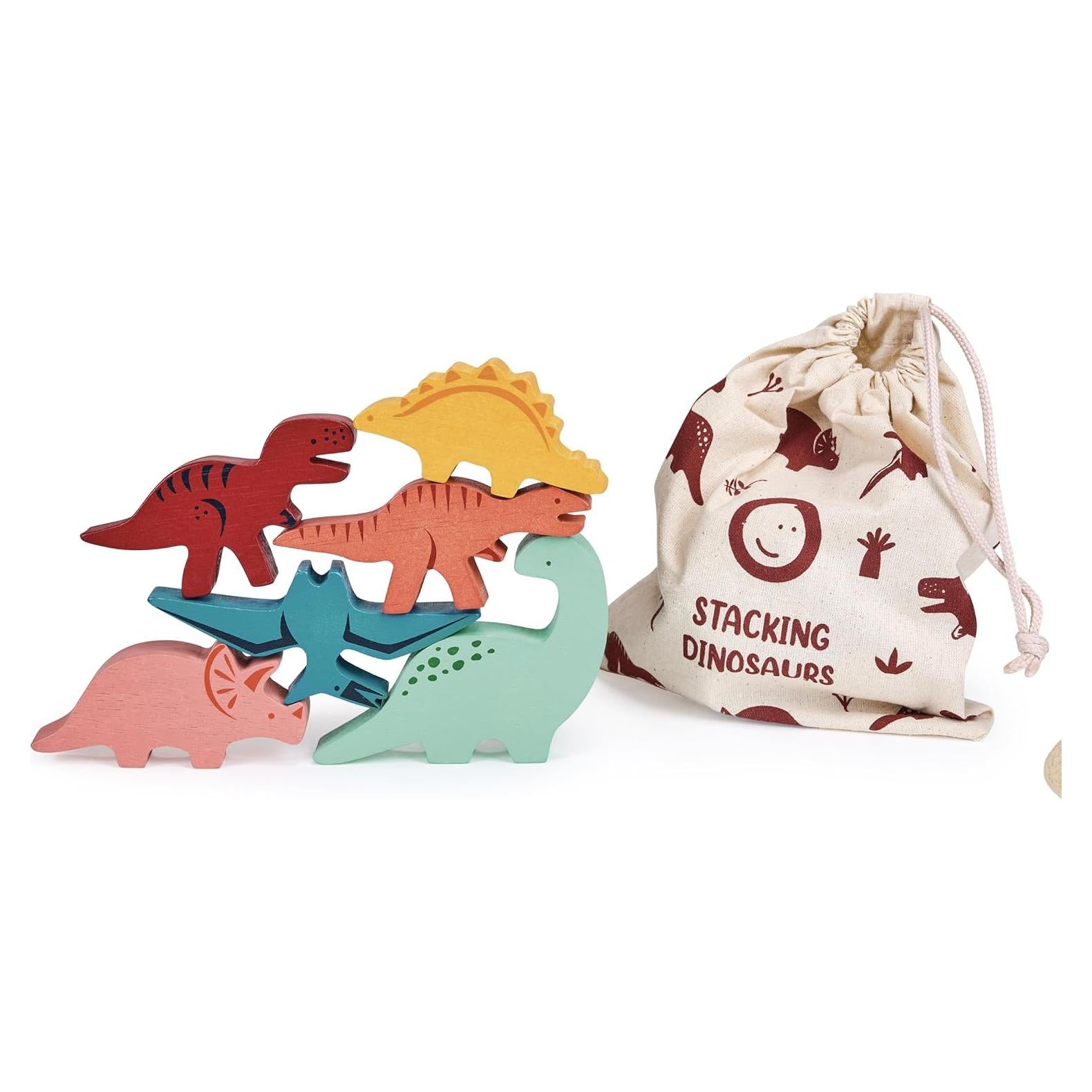 Mentari Dinosaurios Apilables de Madera - Juguete 6 Piezas 20x20 cm