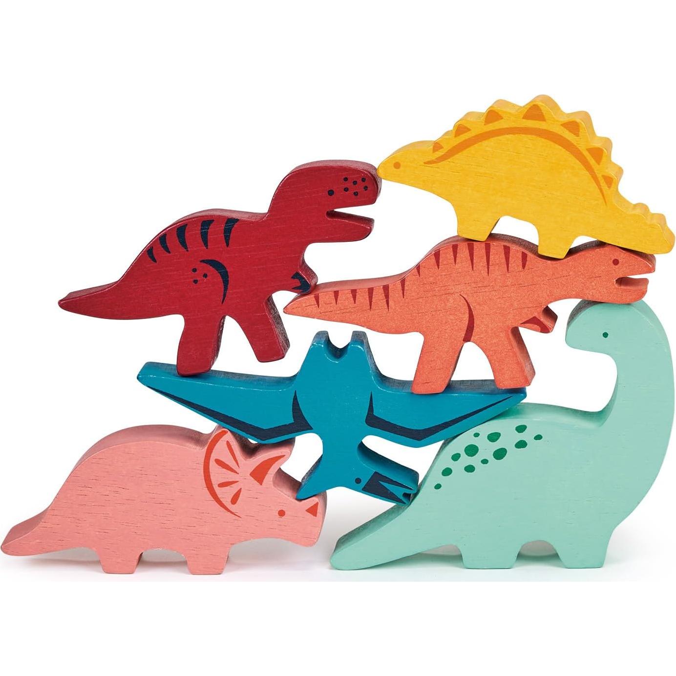 Mentari Dinosaurios Apilables de Madera - Juguete 6 Piezas 20x20 cm