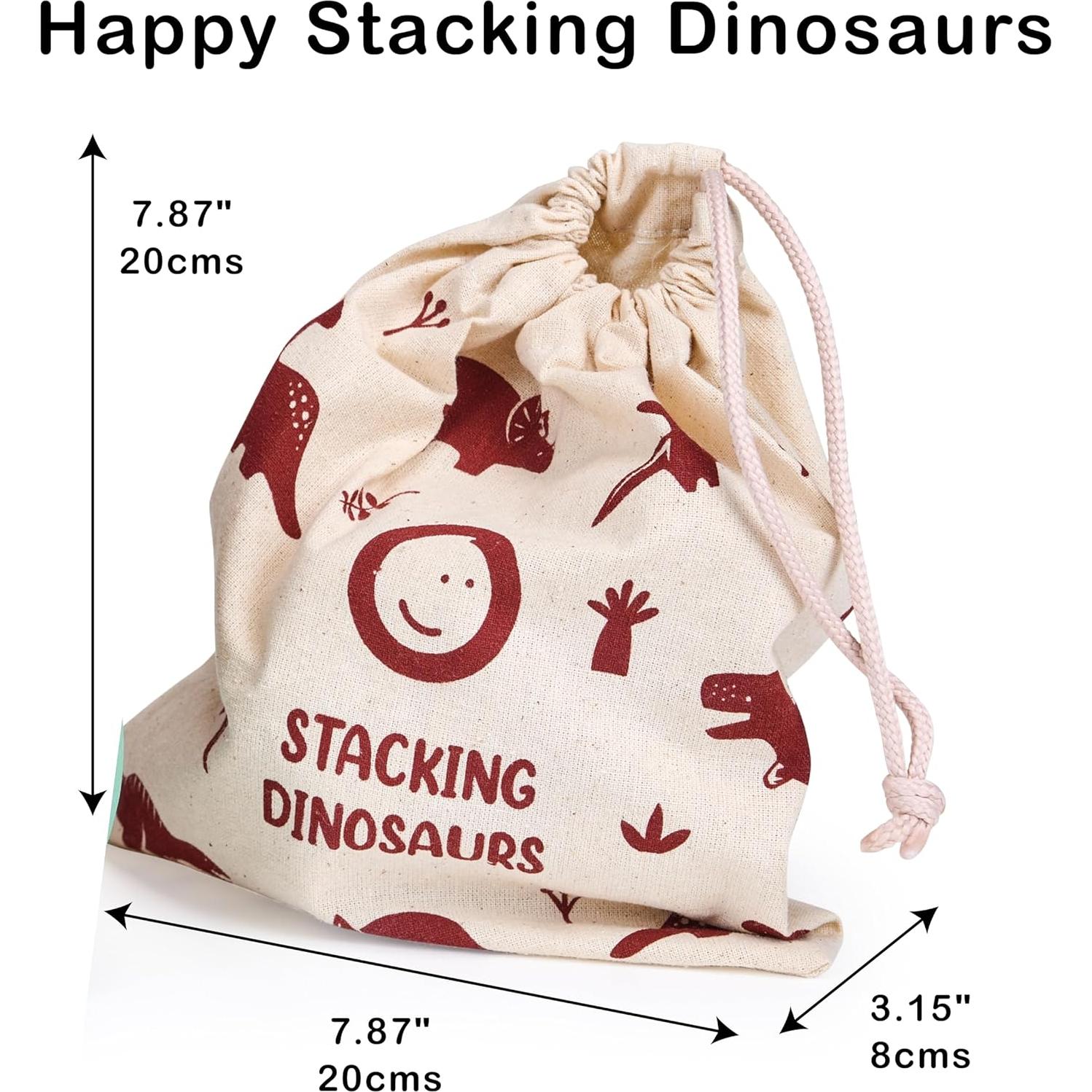 Mentari Dinosaurios Apilables de Madera - Juguete 6 Piezas 20x20 cm