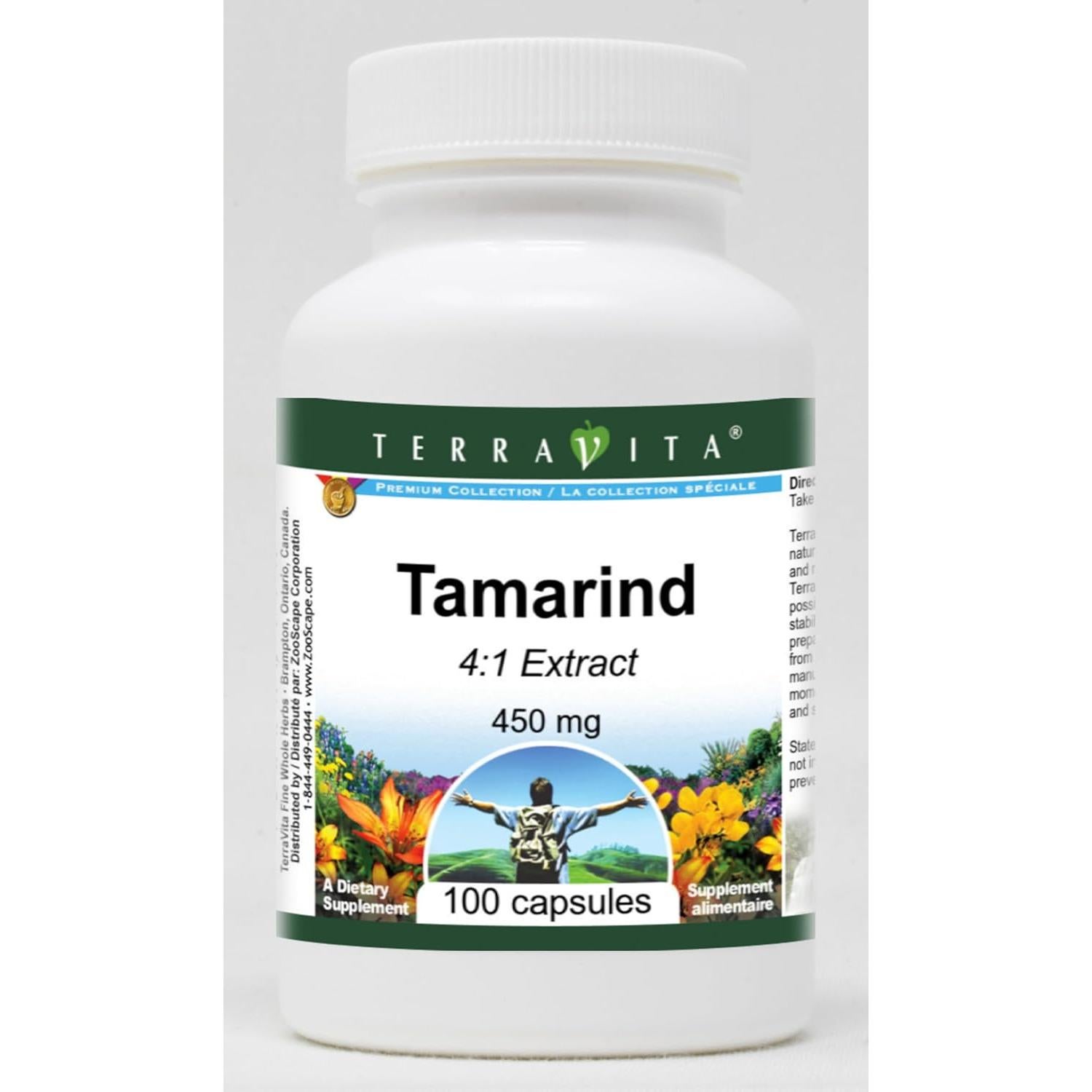 Cápsulas de Tamarindo 4:1 450 mg TerraVita 100 unidades