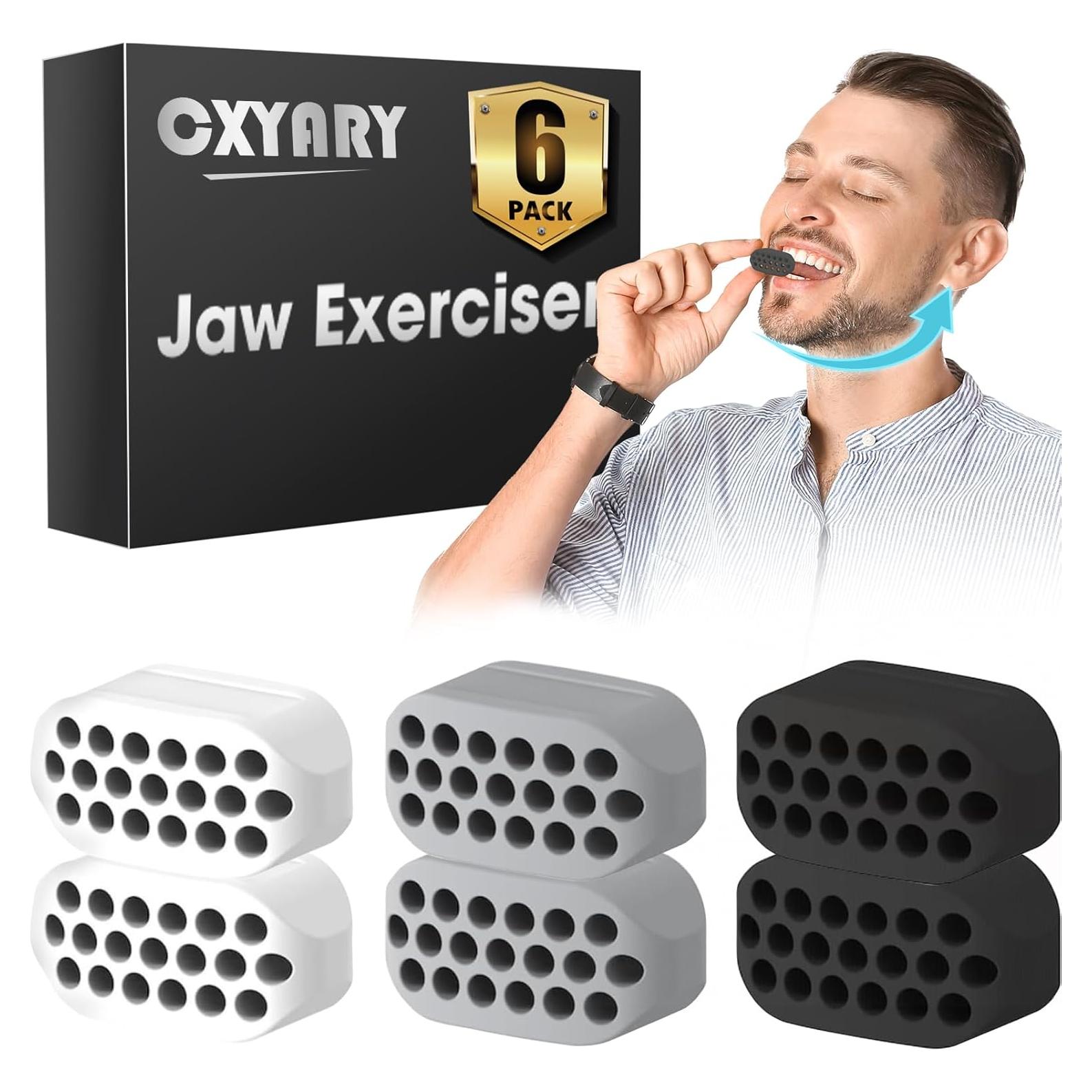 CXYARY 6PCS Jaw Exerciser for Men & Women, 3 Resistance Levels, Silicone Jawline Exerciser, Jaw Trainer Strengthener, Jawline Shaper, White+Grey+Black( U.S. Patent in Application Process)