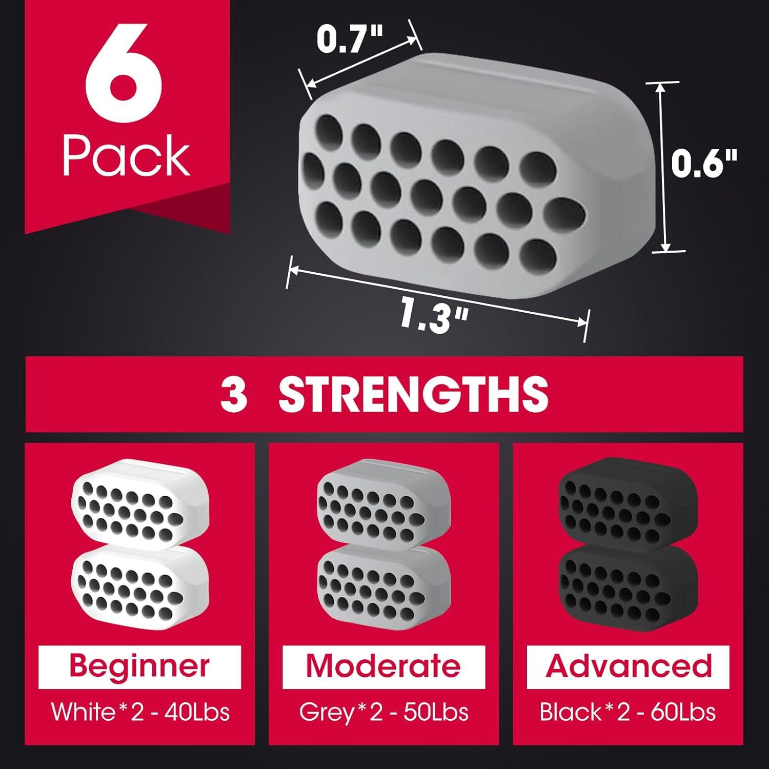 CXYARY 6PCS Jaw Exerciser for Men & Women, 3 Resistance Levels, Silicone Jawline Exerciser, Jaw Trainer Strengthener, Jawline Shaper, White+Grey+Black( U.S. Patent in Application Process)