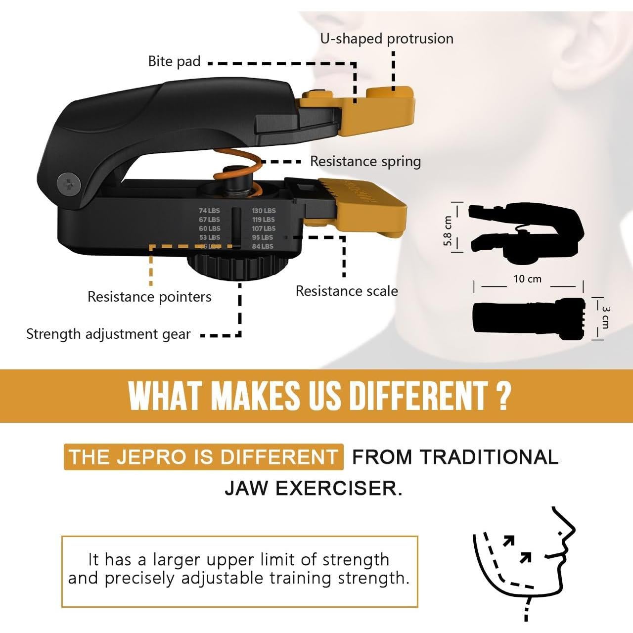Ejercitador de Mandíbula HUGEOAKS JE-PRO Resistencia 20-59 kg