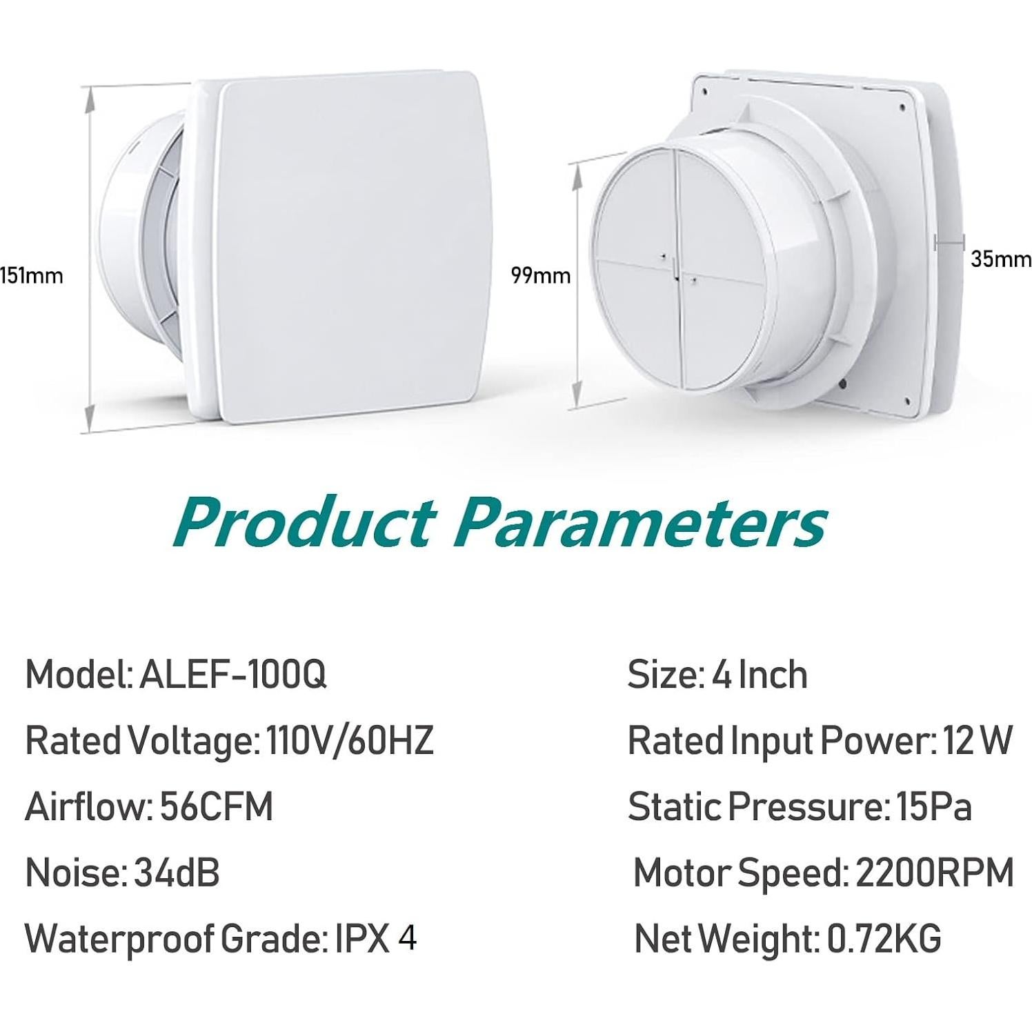 Ventilador de Escape 4" Allvent ALEF001 12W Blanco