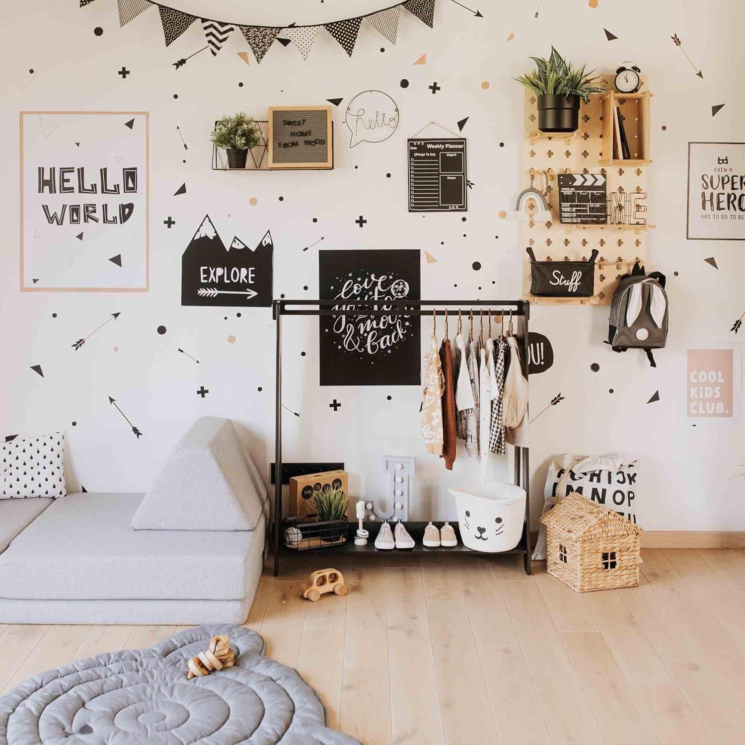 Armario Infantil Hogar Dulce de Madera Negro con Estante