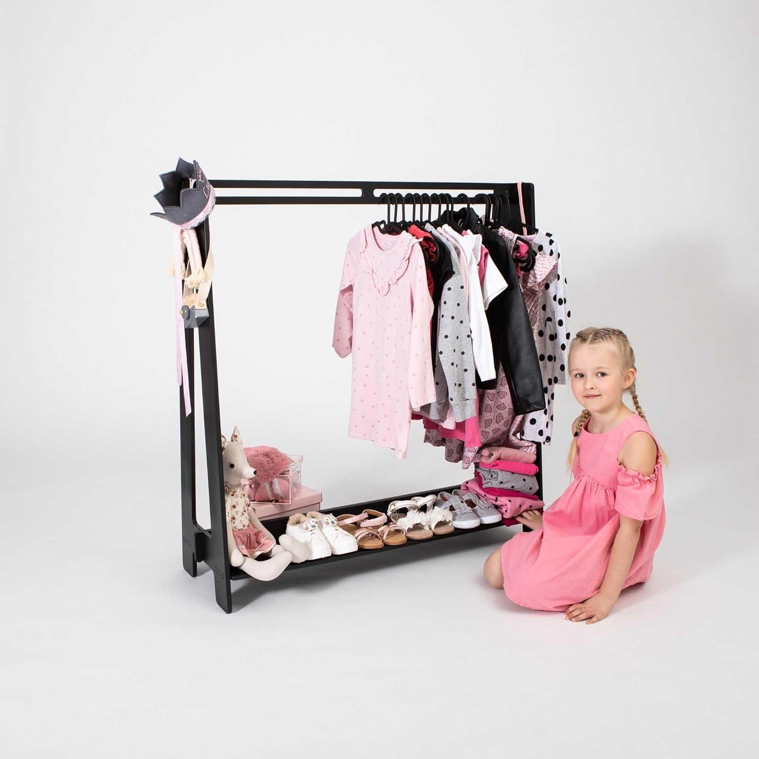 Armario Infantil Hogar Dulce de Madera Negro con Estante