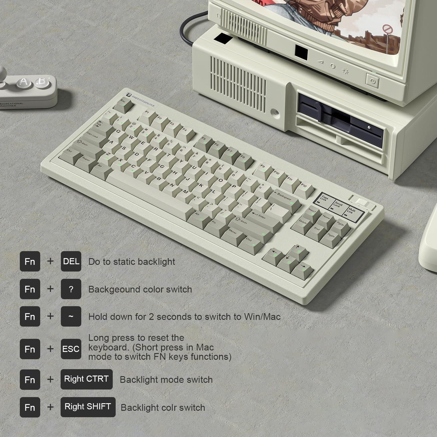 Teclado Mecánico Retro 75% FL ESPORTS OG87 Inalámbrico RGB