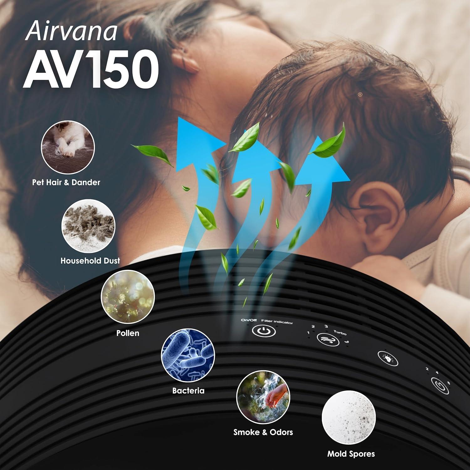 Purificador de Aire HEPA Airvana AV150, Mesa, Negro