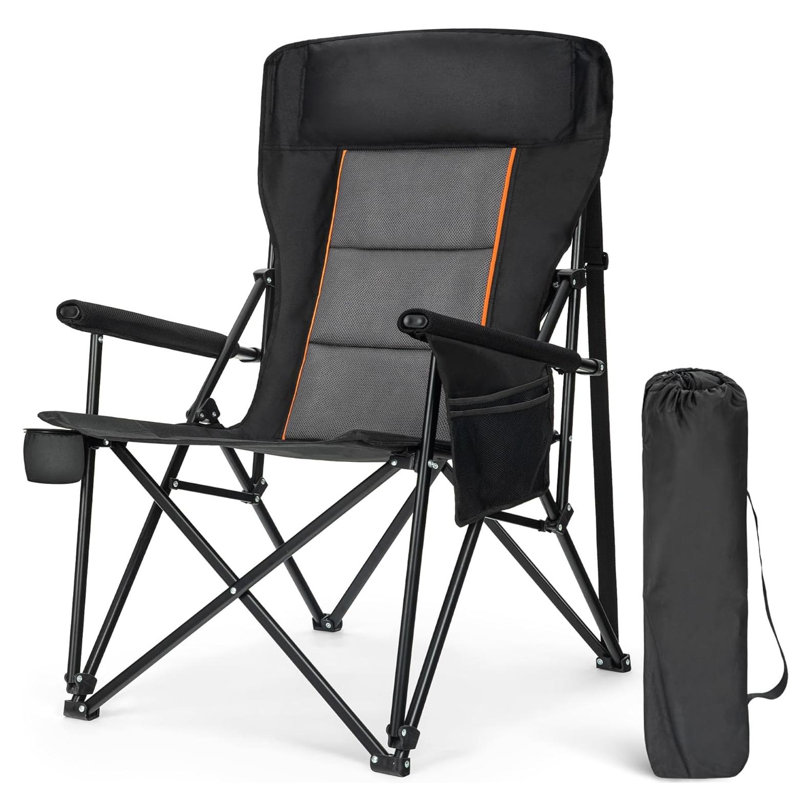 Silla de Camping Plegable ALPHA CAMP 220BK Respaldo Alto 226.8 kg