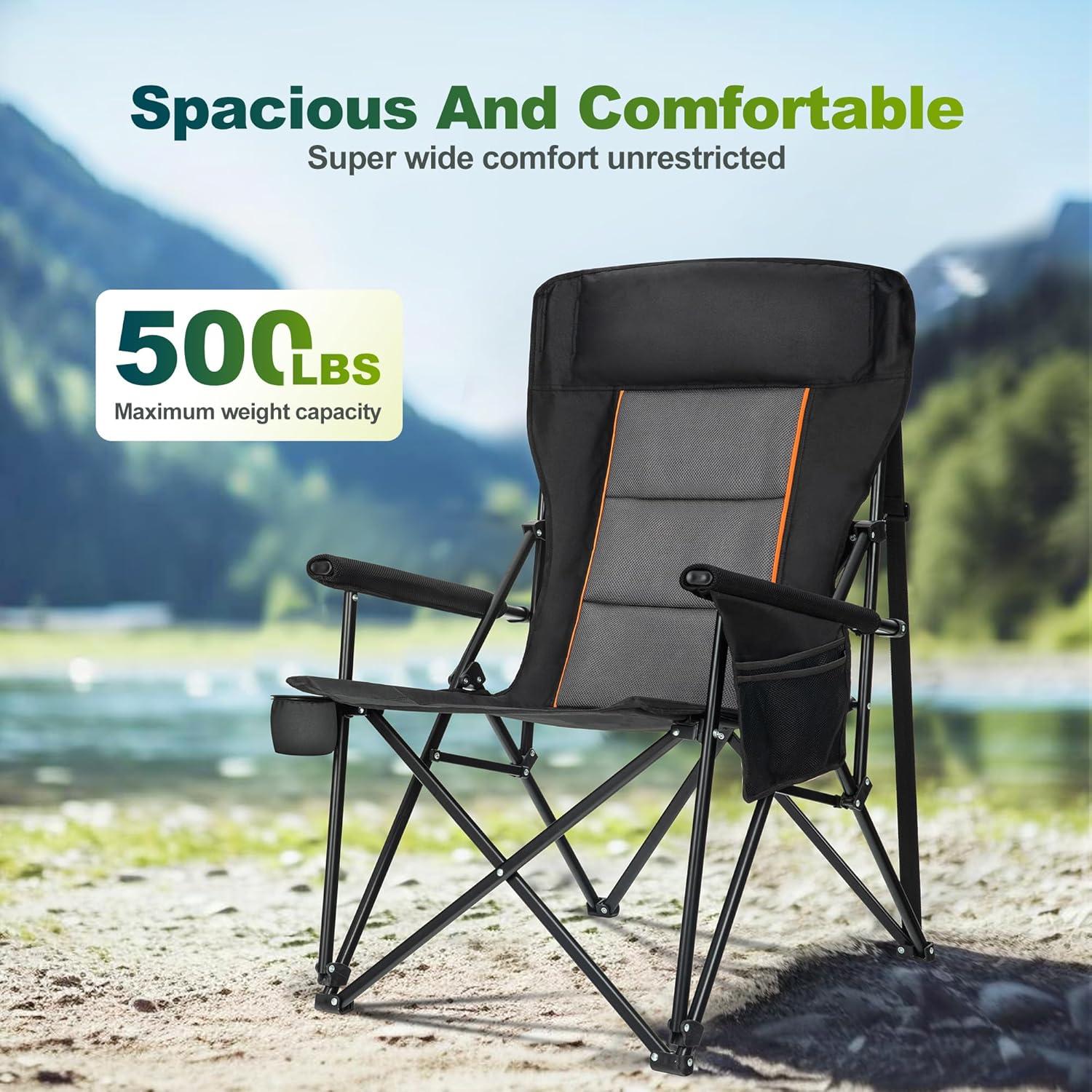 Silla de Camping Plegable ALPHA CAMP 220BK Respaldo Alto 226.8 kg